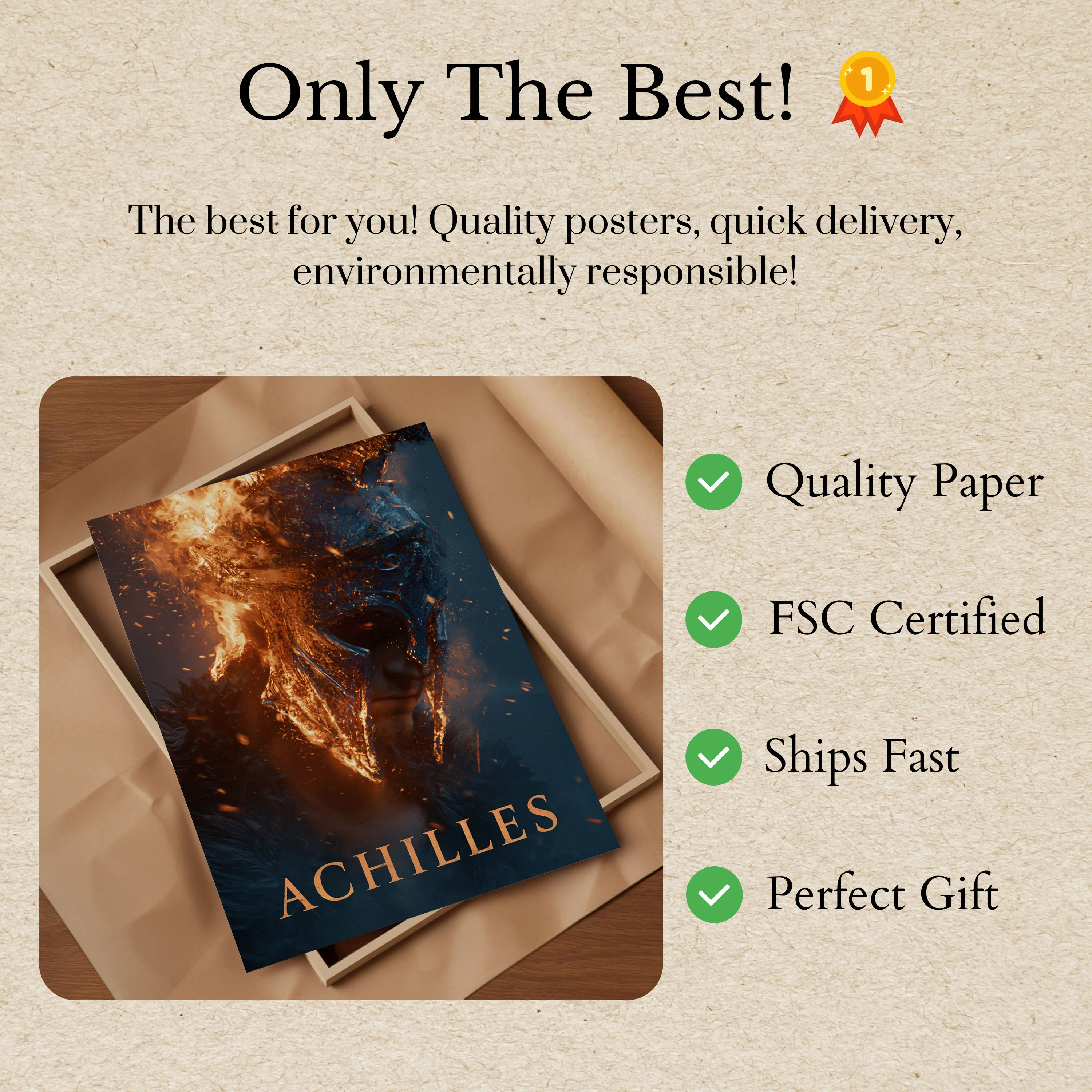 Achilles Warrior Fire Poster - Image 3