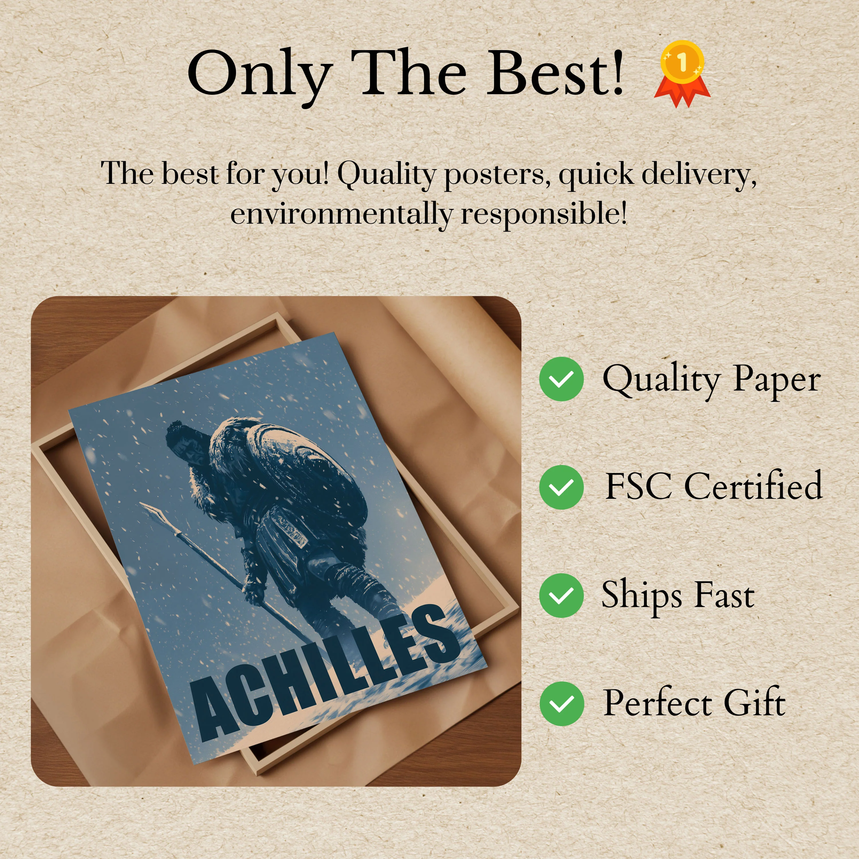 Achilles Warrior in Snow Poster - Image 3