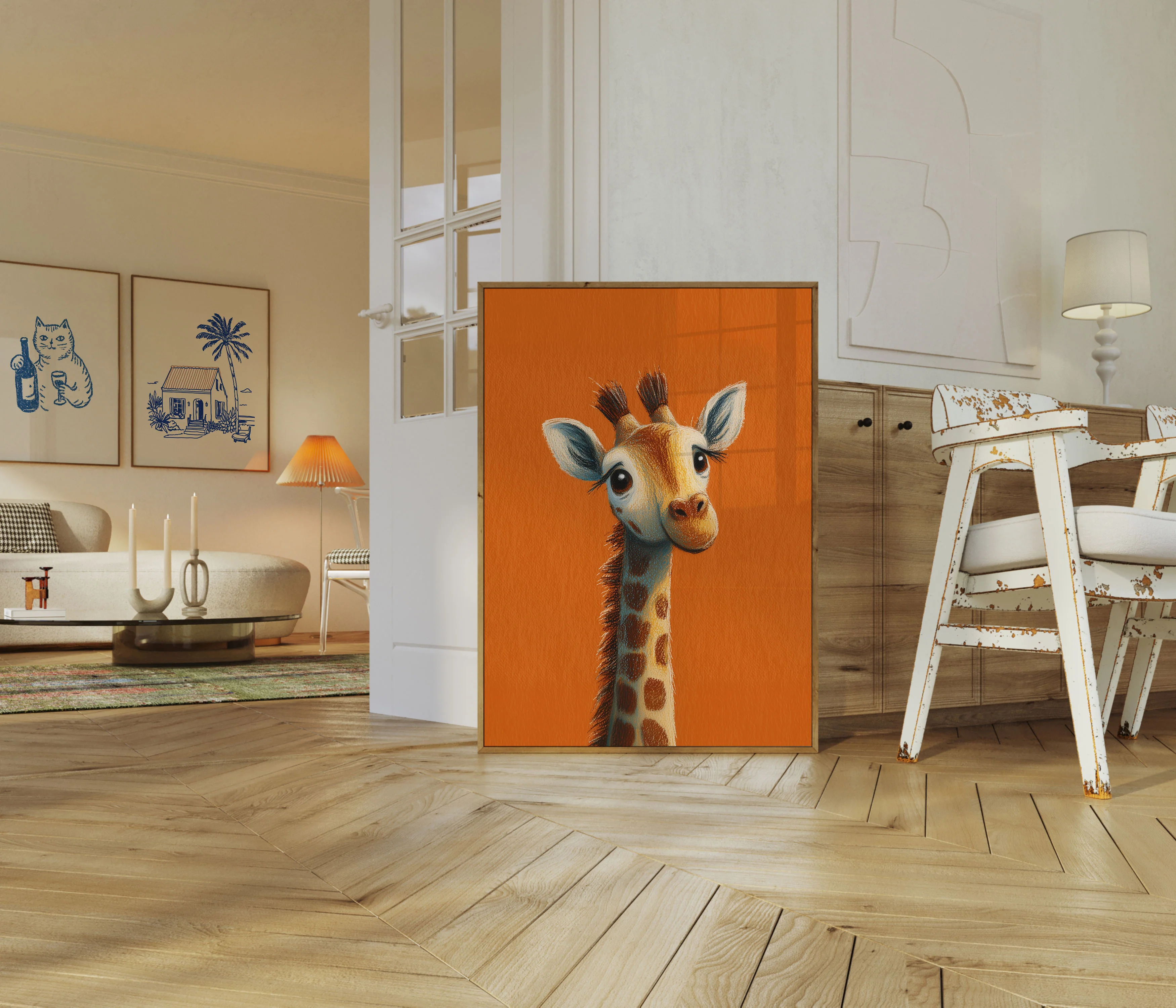 Adorable Baby Giraffe Portrait Poster - Image 5