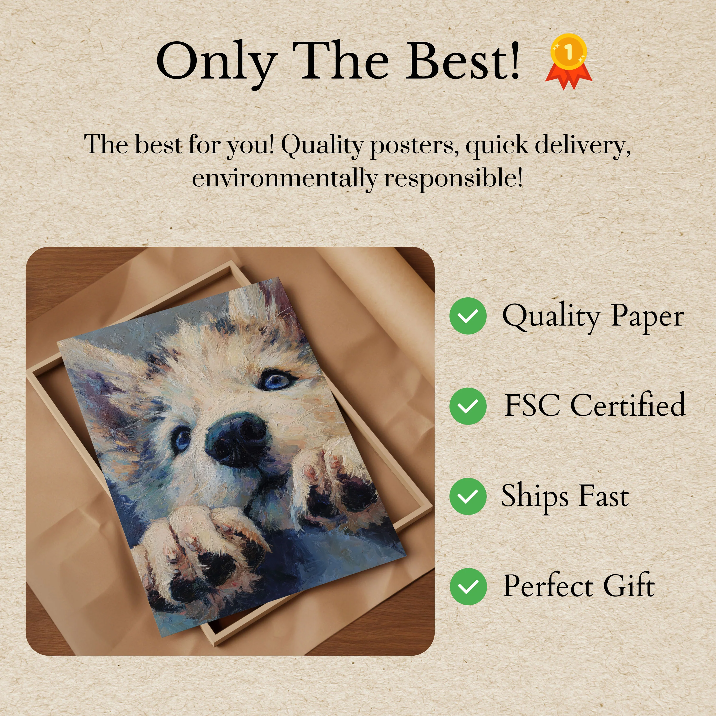 Adorable White Puppy Close-Up Poster - Image 3