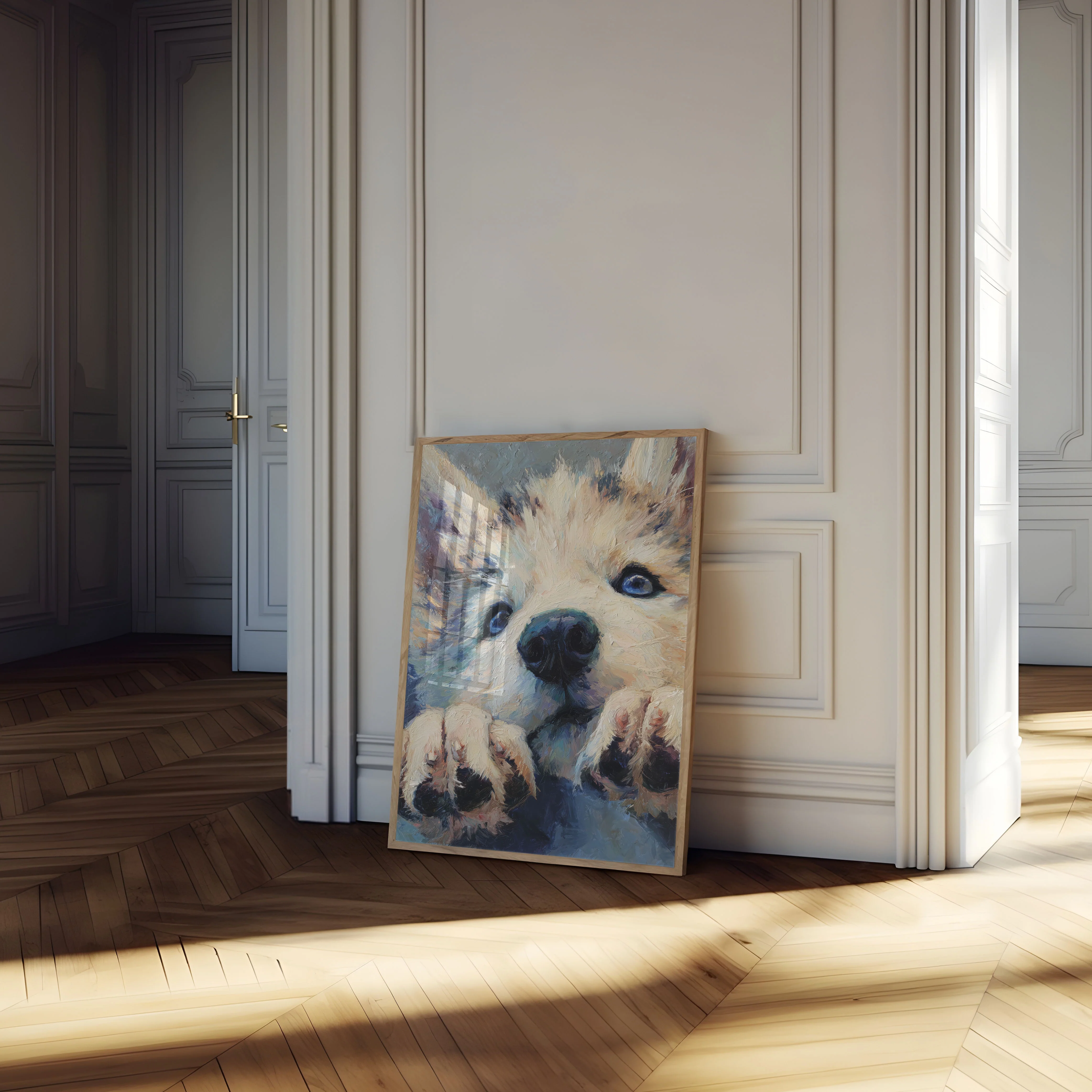 Adorable White Puppy Close-Up Poster - Image 4