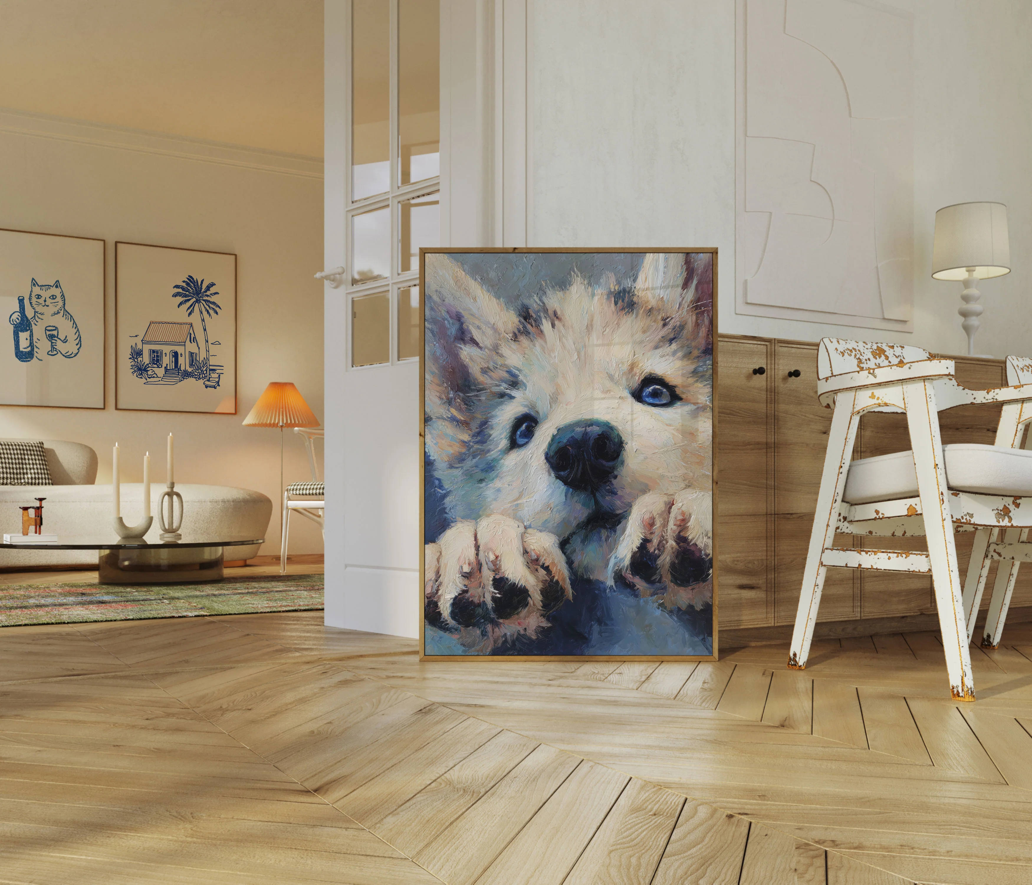 Adorable White Puppy Close-Up Poster - Image 5