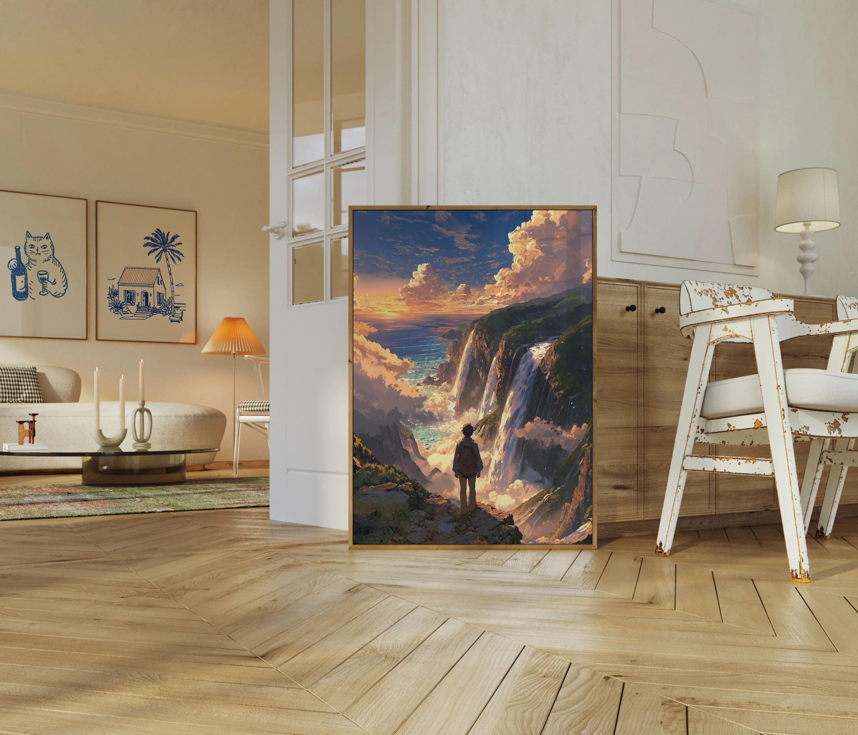 Adventure at Cliff Waterfalls Poster - Image 5