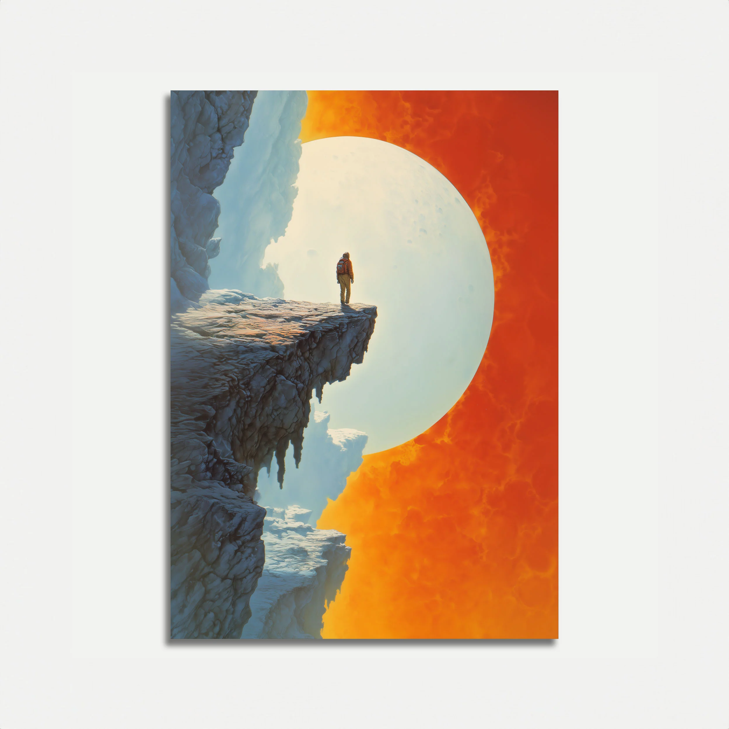 Adventurer at Mountain Summit Poster
