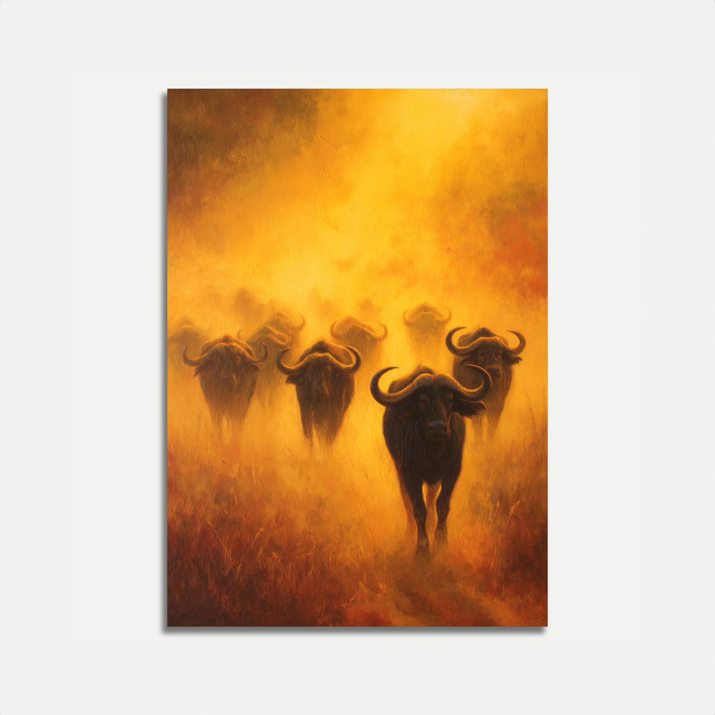 African Buffalo Herd Dust Poster