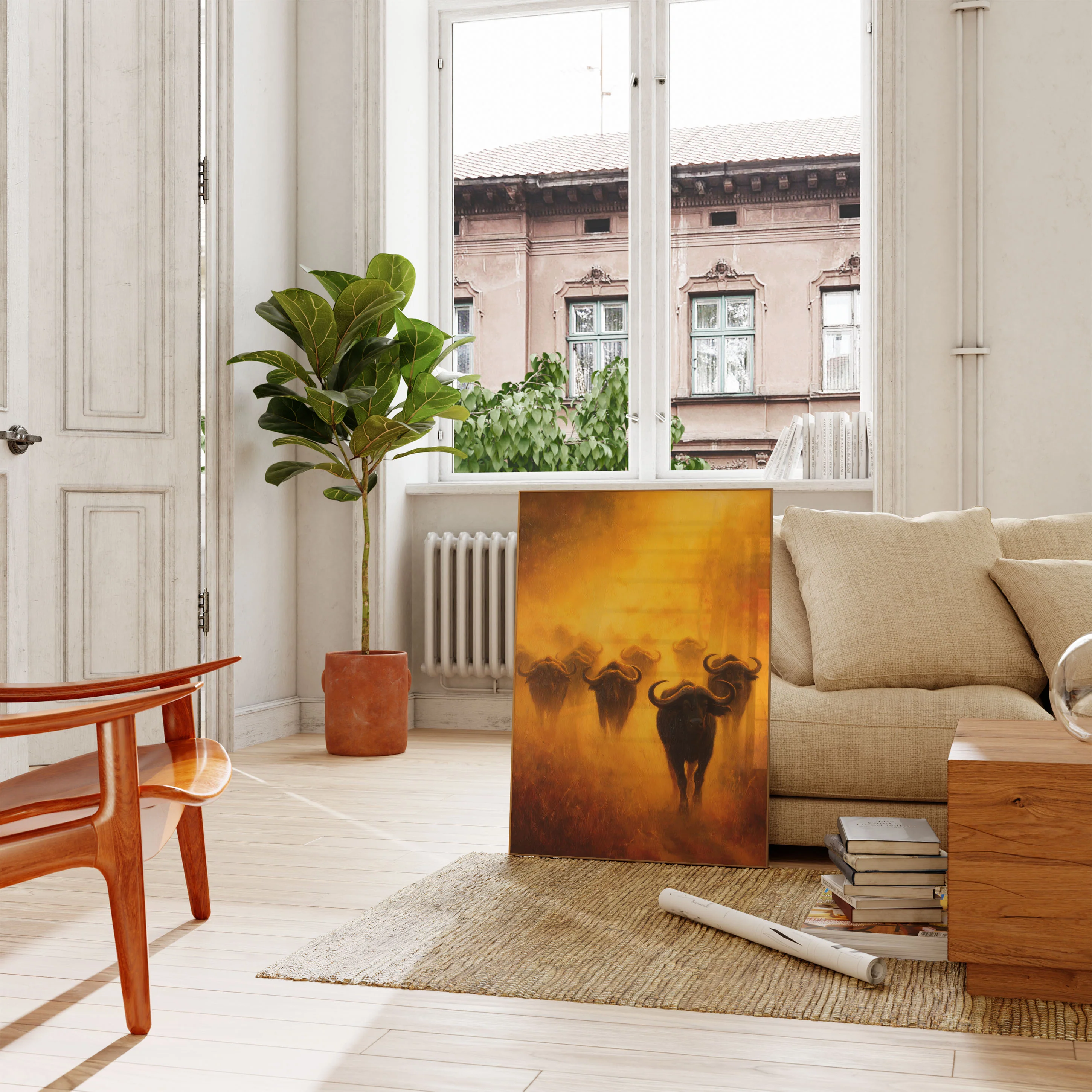 African Buffalo Herd Dust Poster - Image 2