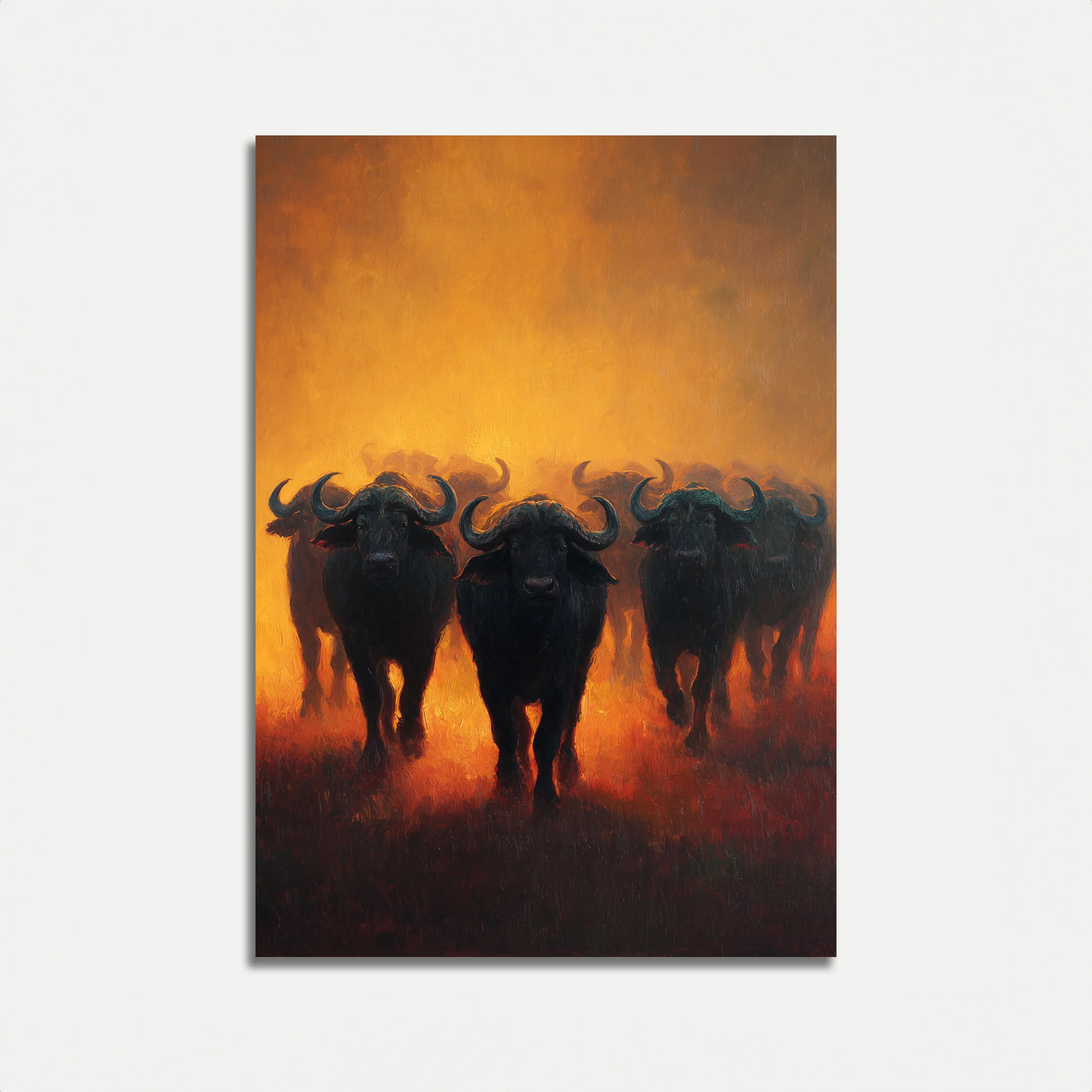African Buffalo Herd Sunset Poster