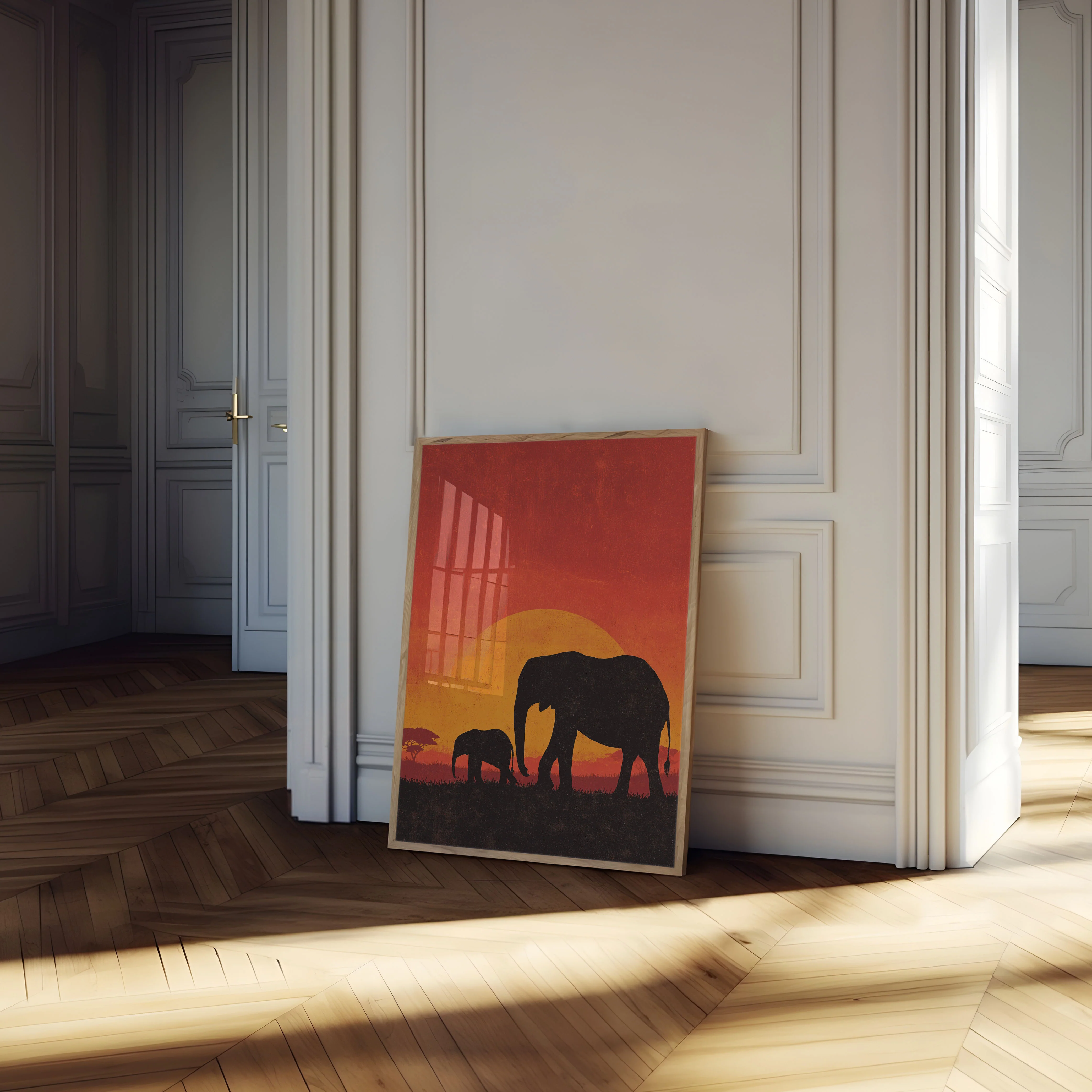 African Elephant Family Sunset Poster - Image 4