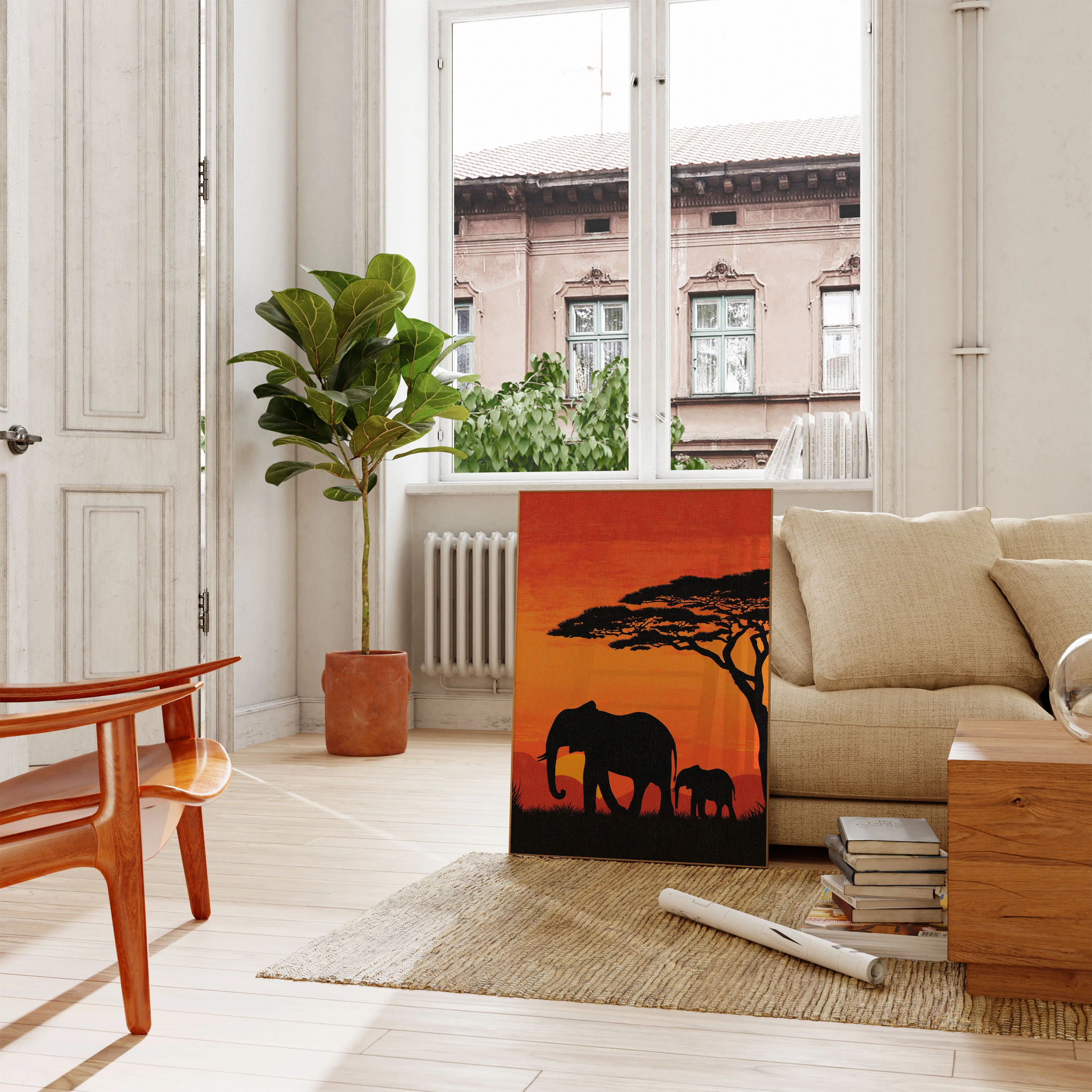 African Elephant Family Sunset Poster - Image 2