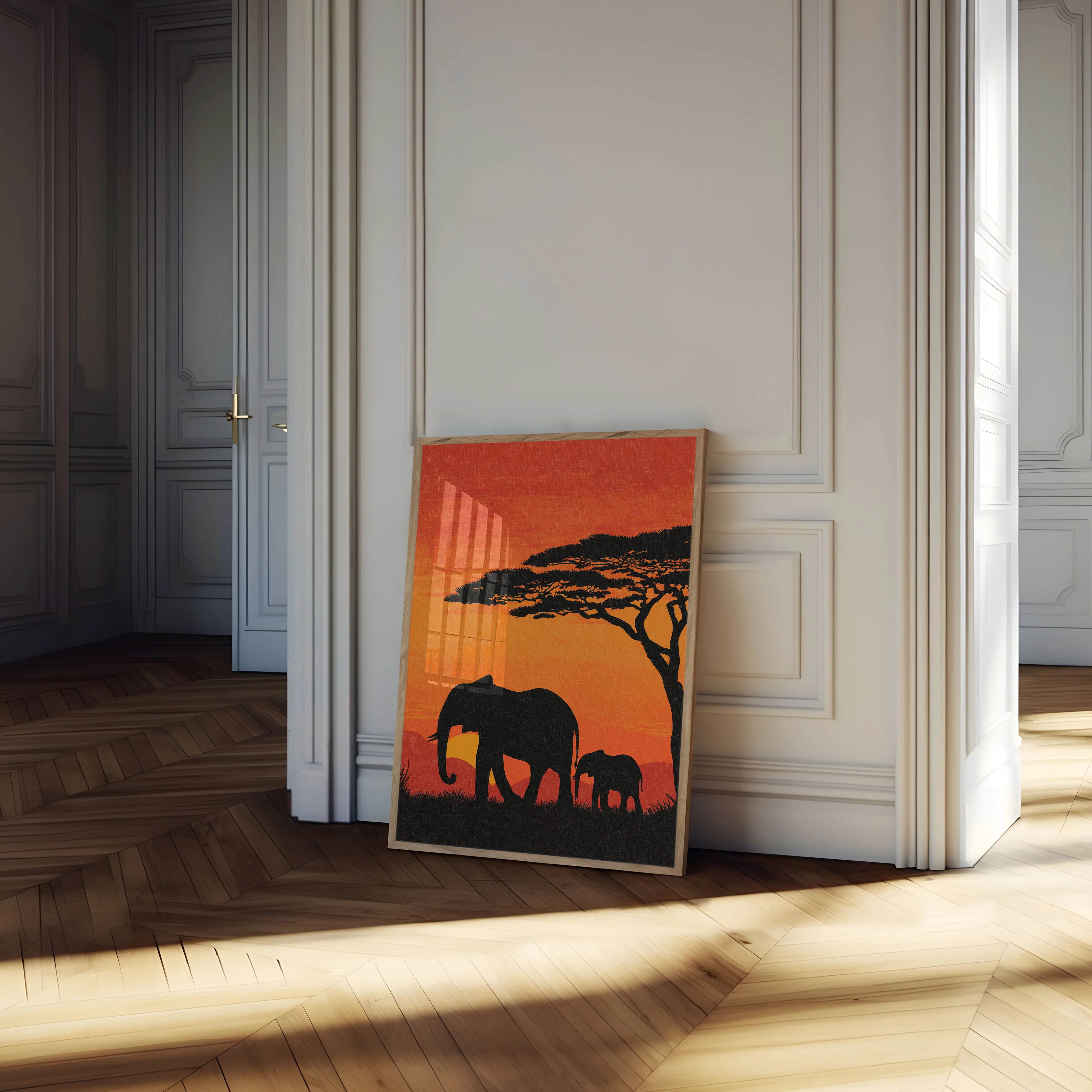 African Elephant Family Sunset Poster - Image 4