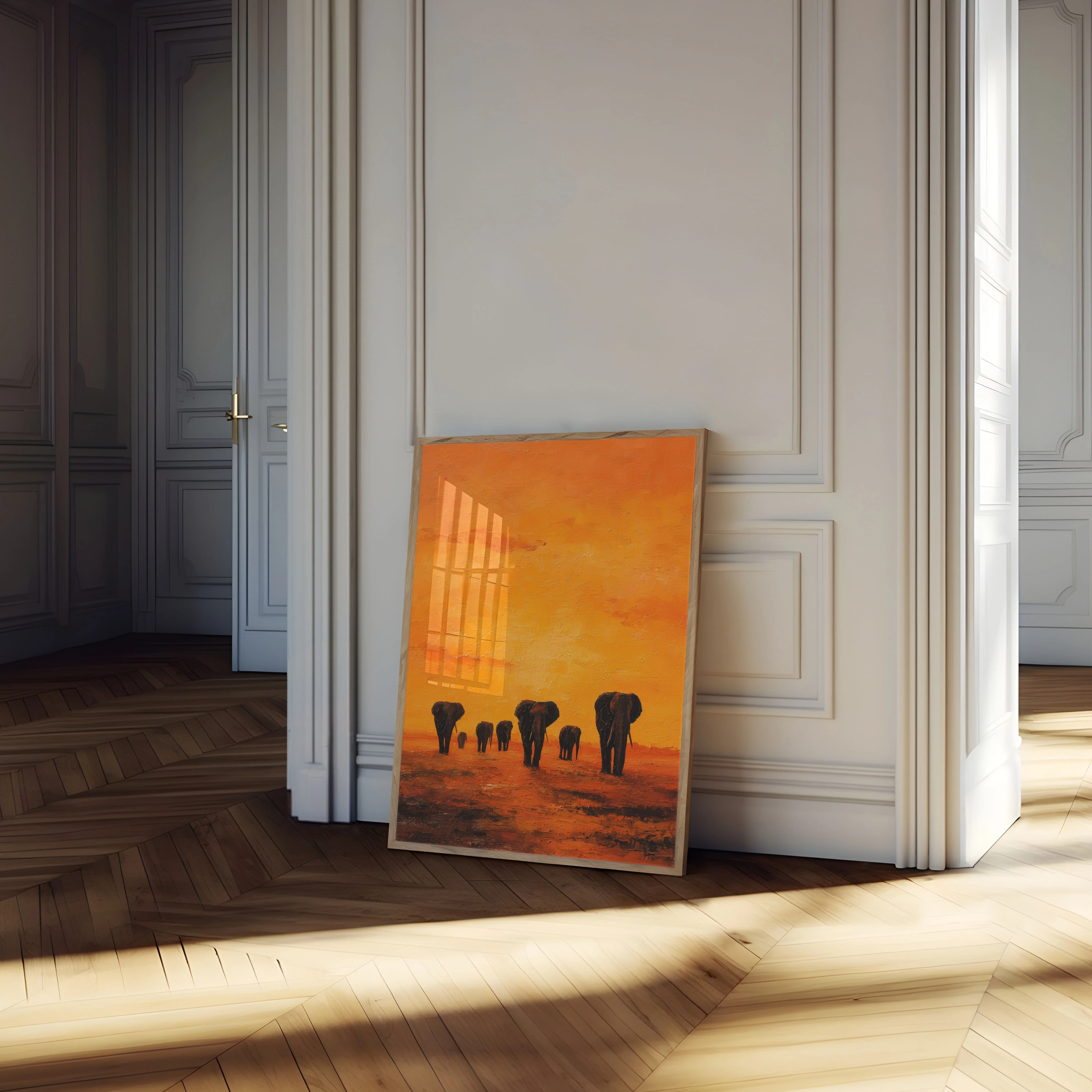 African Elephant Herd Sunset Poster - Image 4