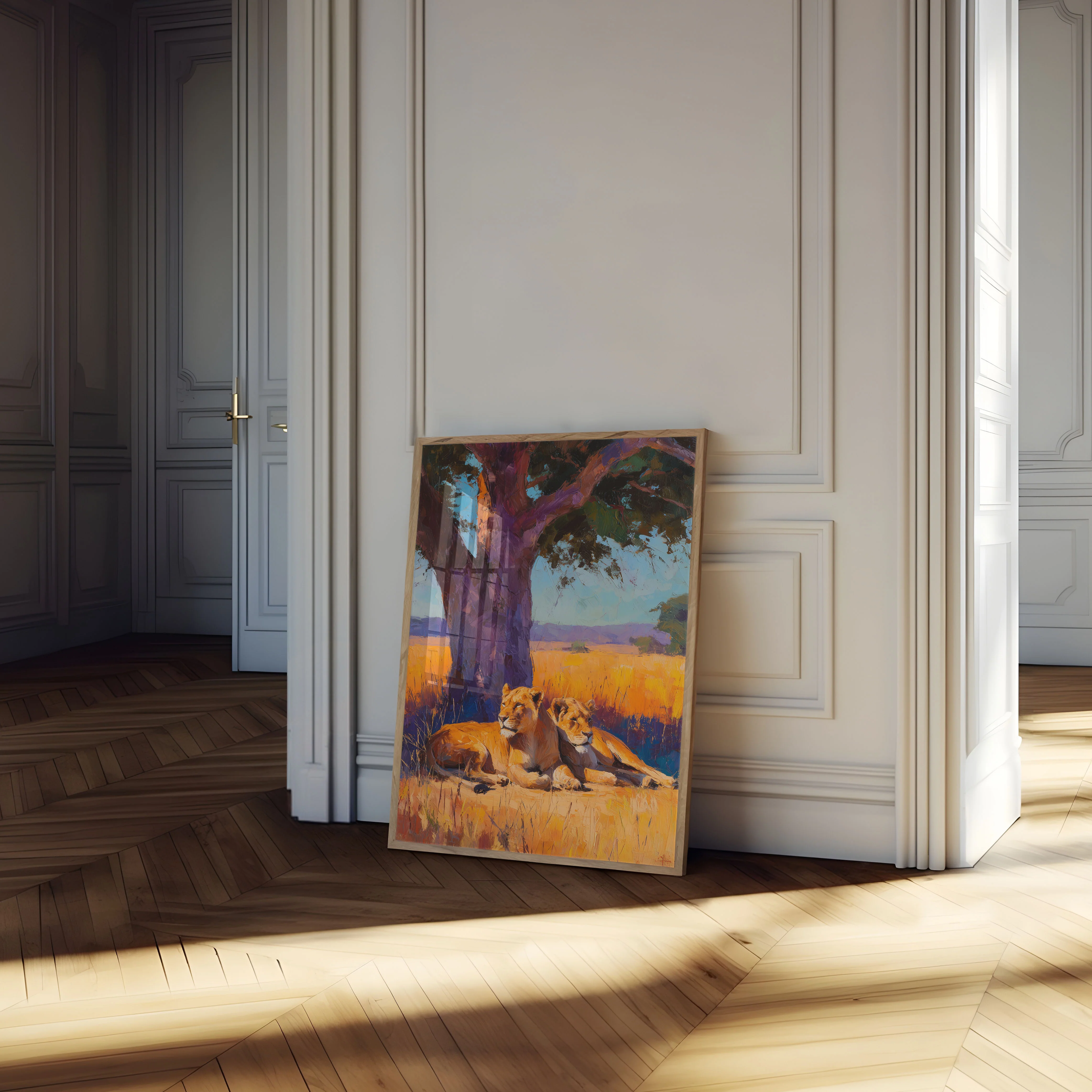 African Lions Under Tree Poster - Image 4