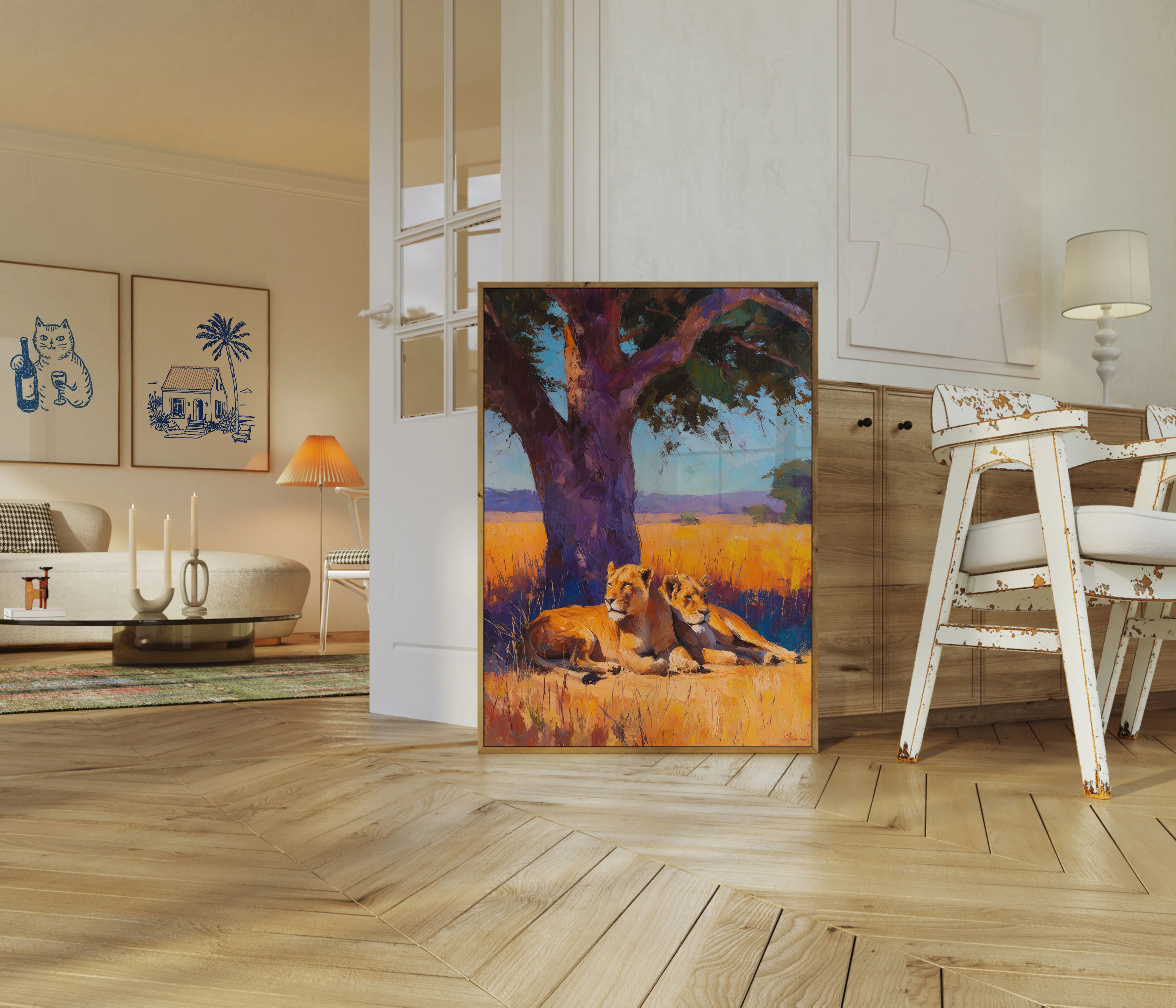 African Lions Under Tree Poster - Image 5