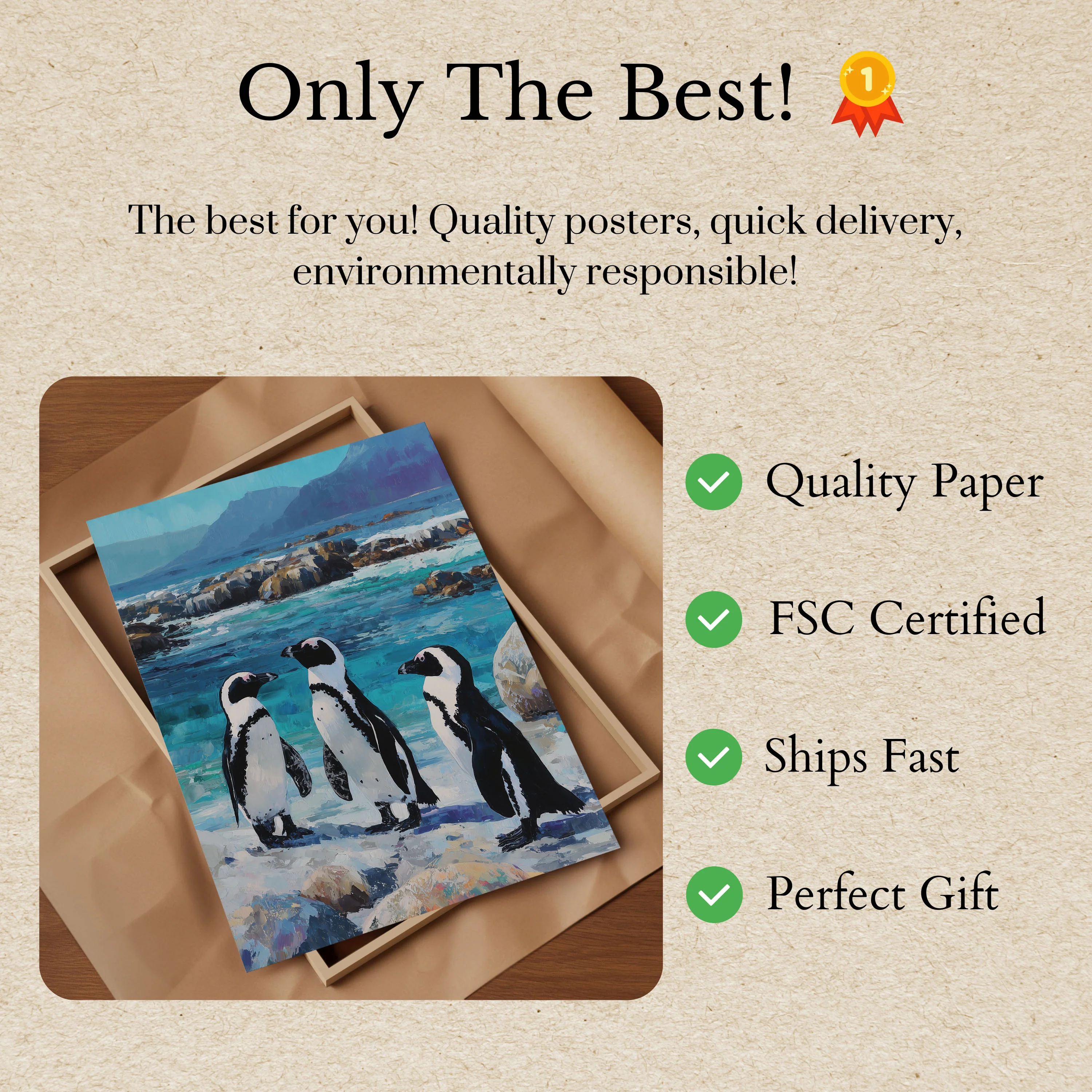 African Penguins by the Shore Poster - Image 3