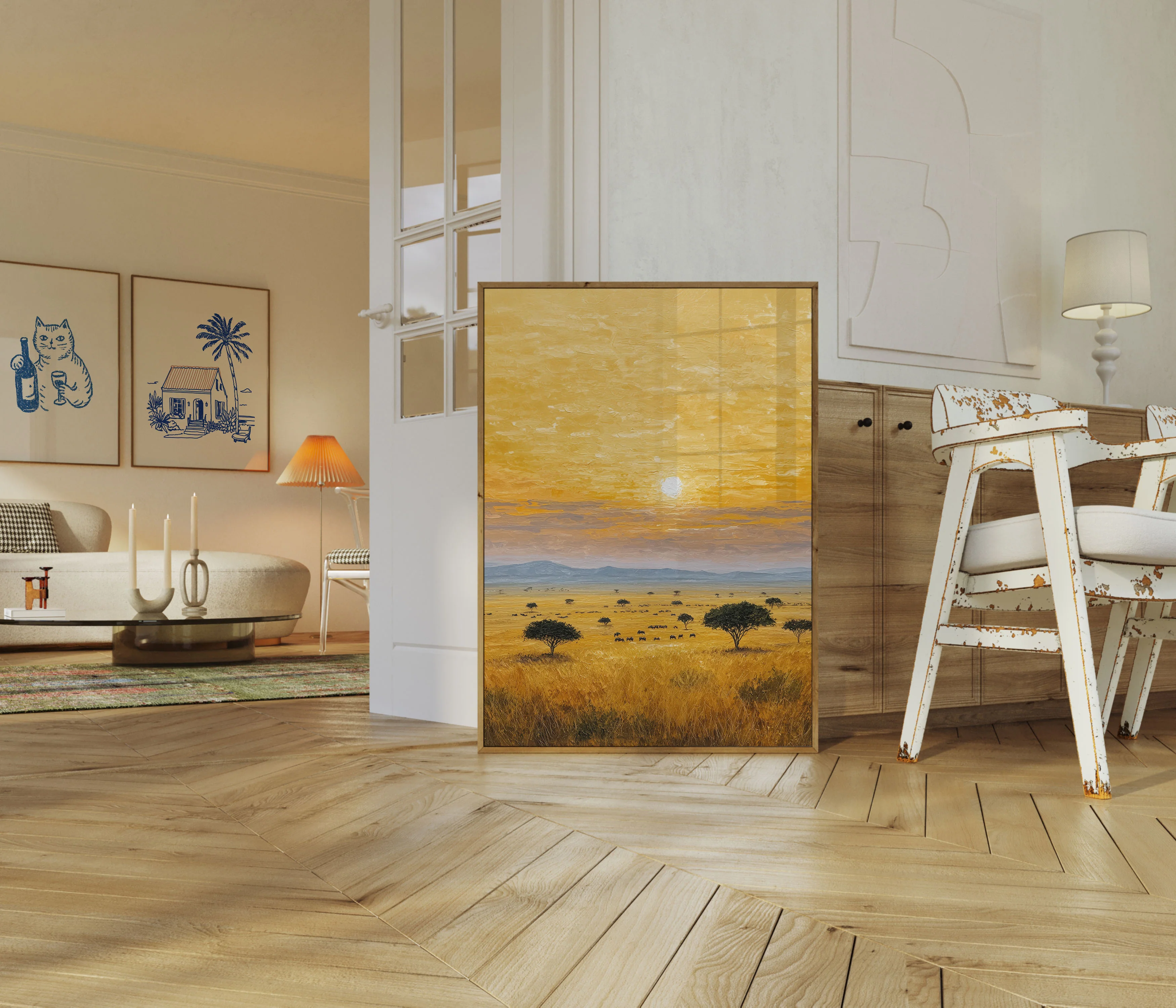 African Savanna Sunset Elephant Poster - Image 5