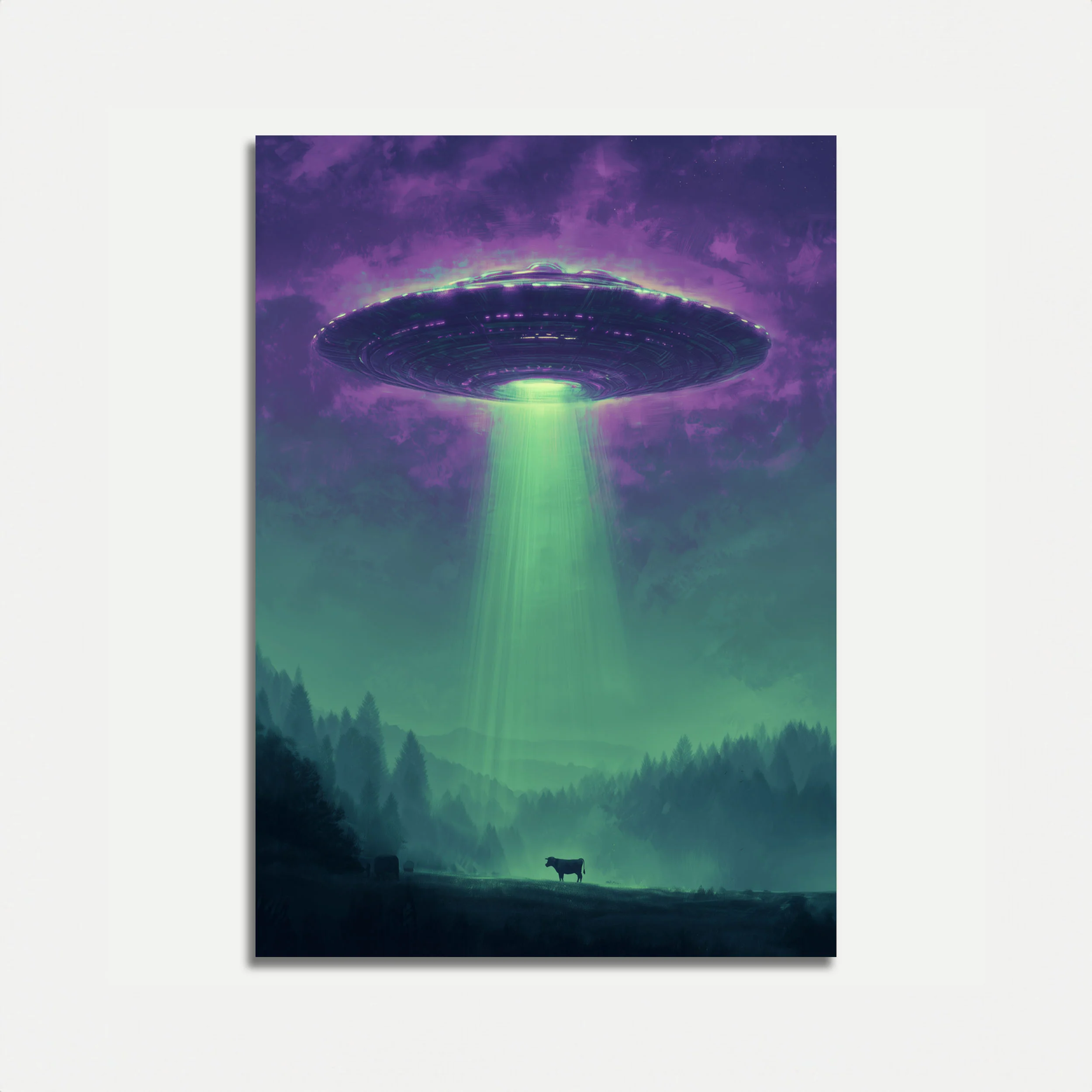 Alien Abduction Cow Poster