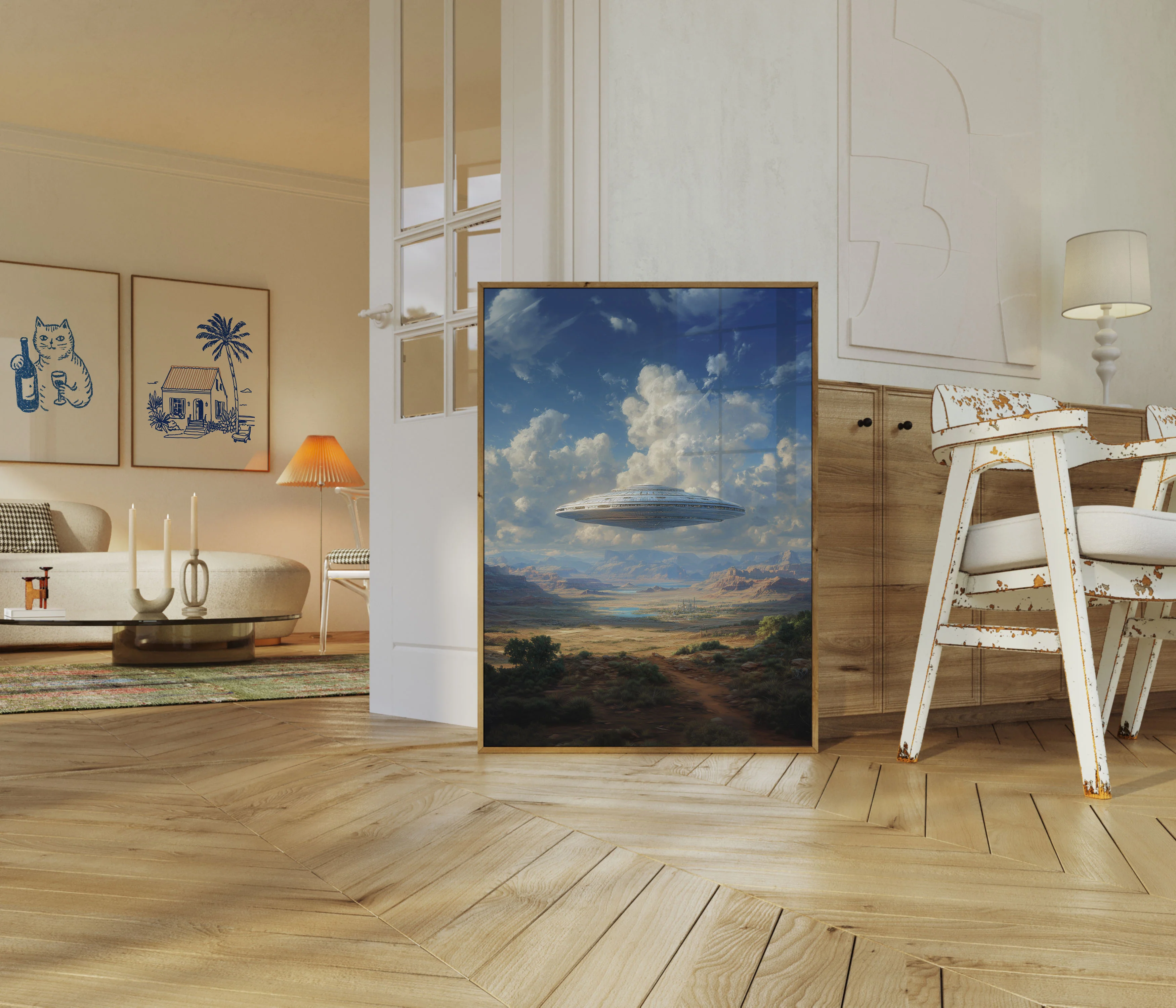 Alien Spacecraft Desert Landscape Poster - Image 5