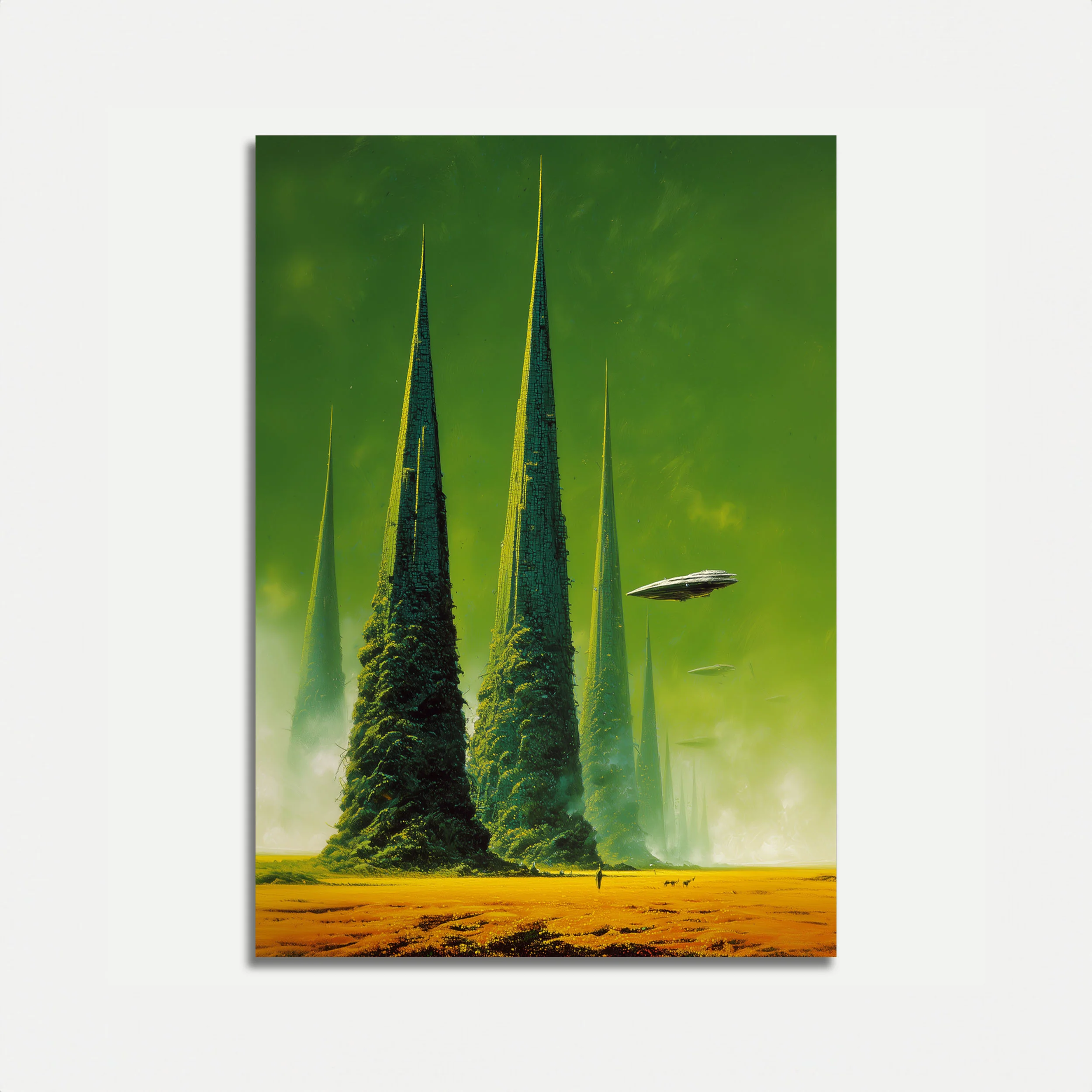 Alien Towers Desert Landscape Poster