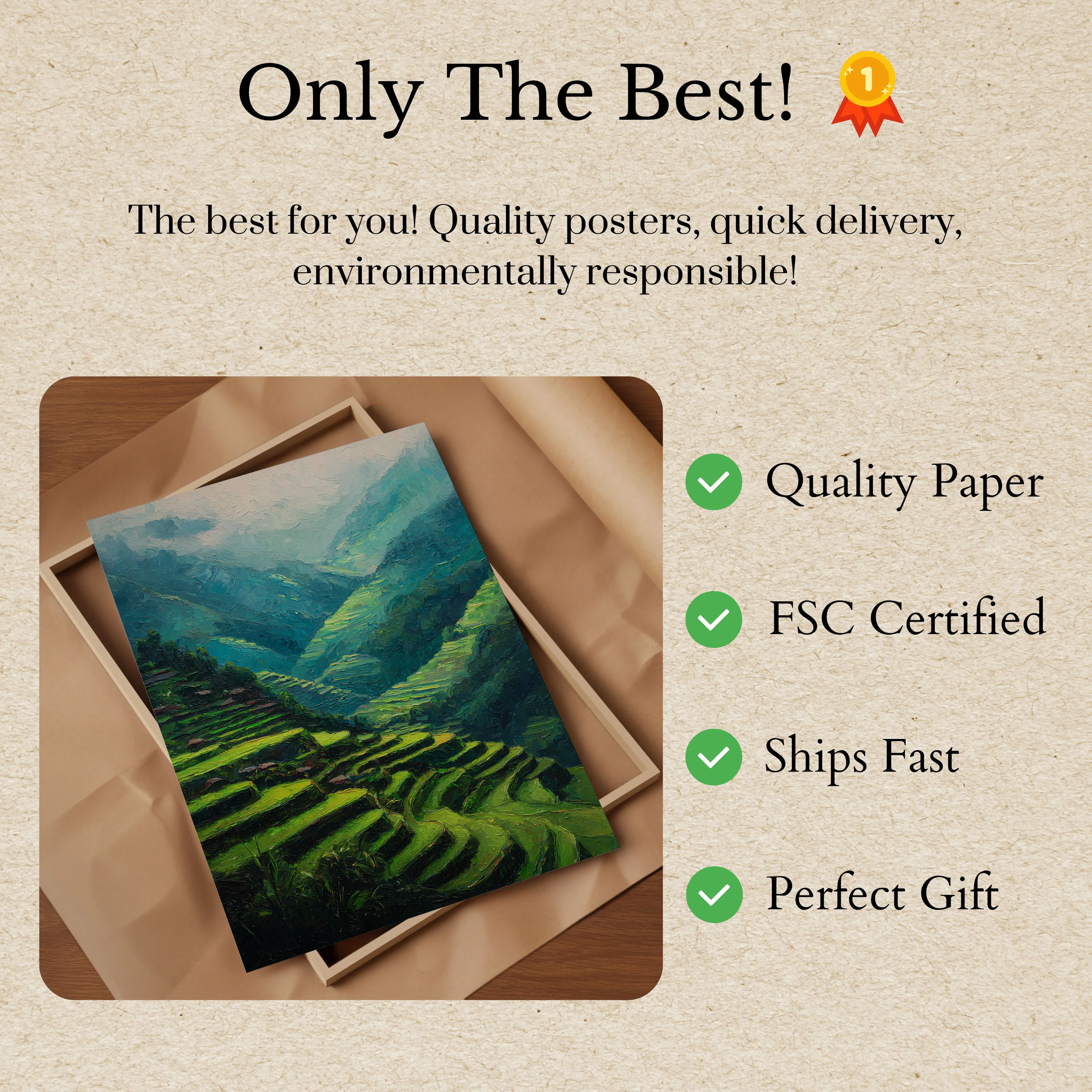 Alpine Valley Mountain Landscape Poster - Image 3