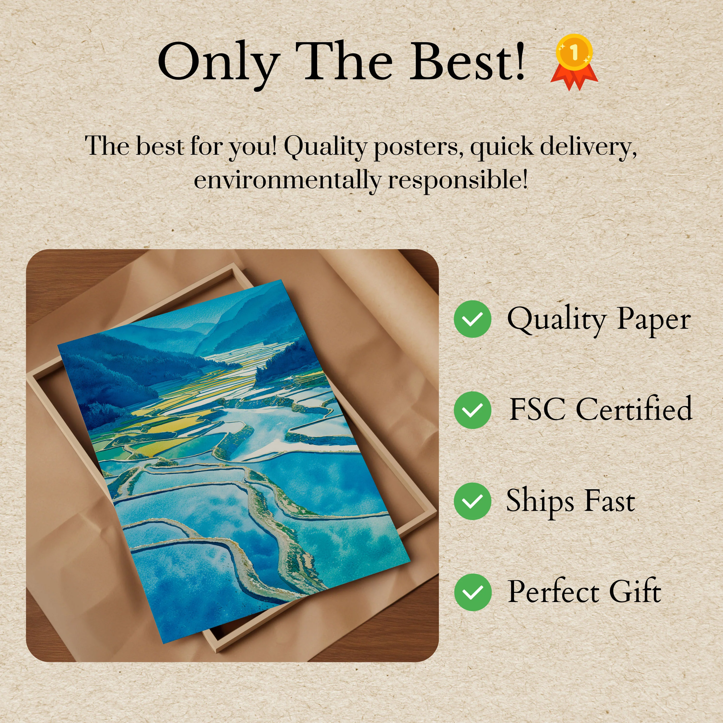 Alpine Valley Rice Fields Poster - Image 3