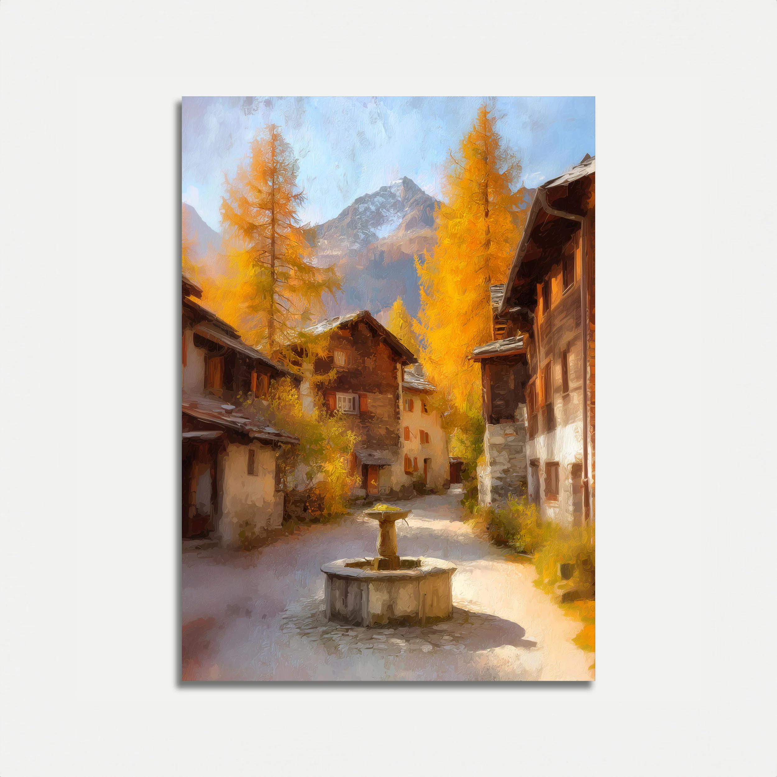Alpine Village Autumn Mountains Poster