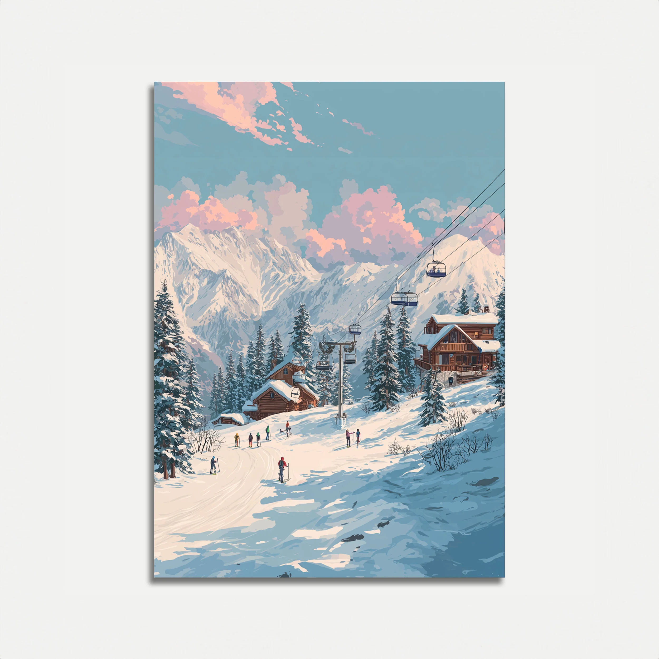 Alpine Winter Ski Resort Poster