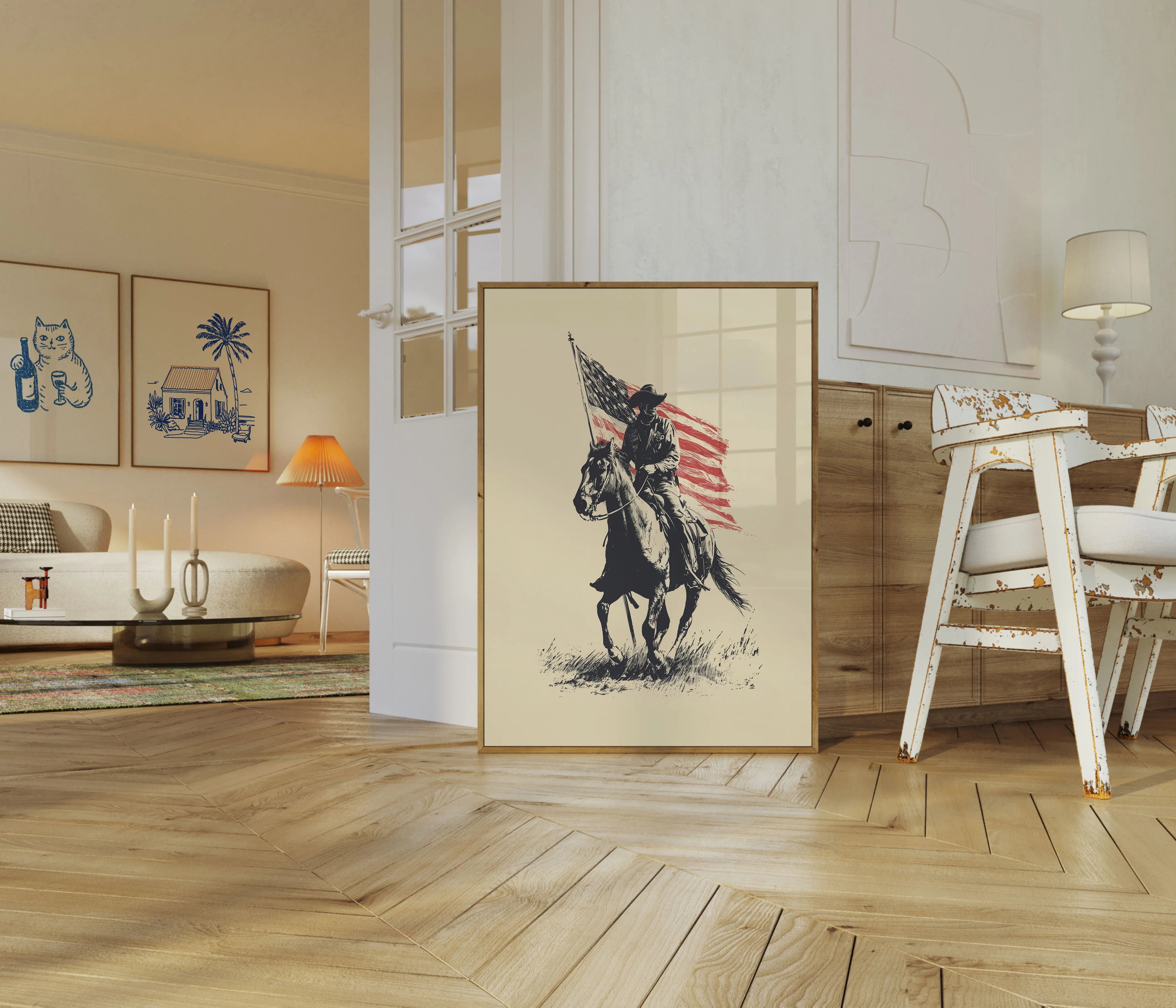 American Cowboy Flag Horse Poster - Image 5
