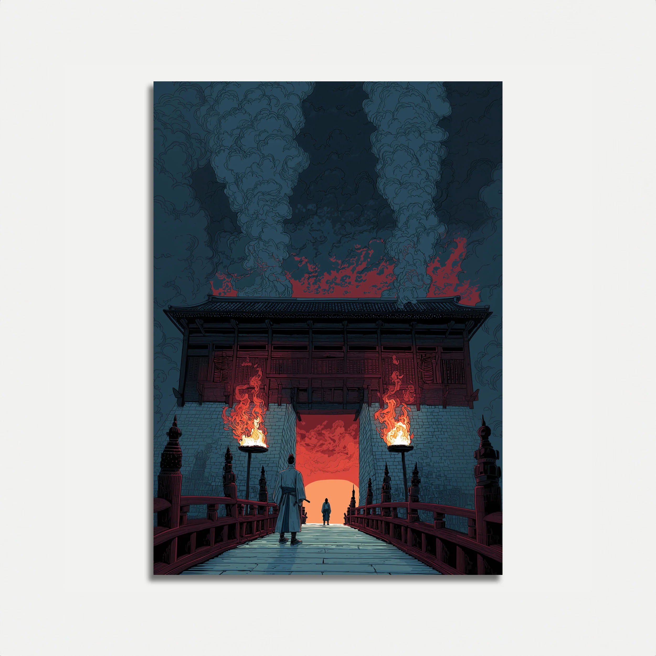 Ancient Temple Fire Apocalypse Poster
