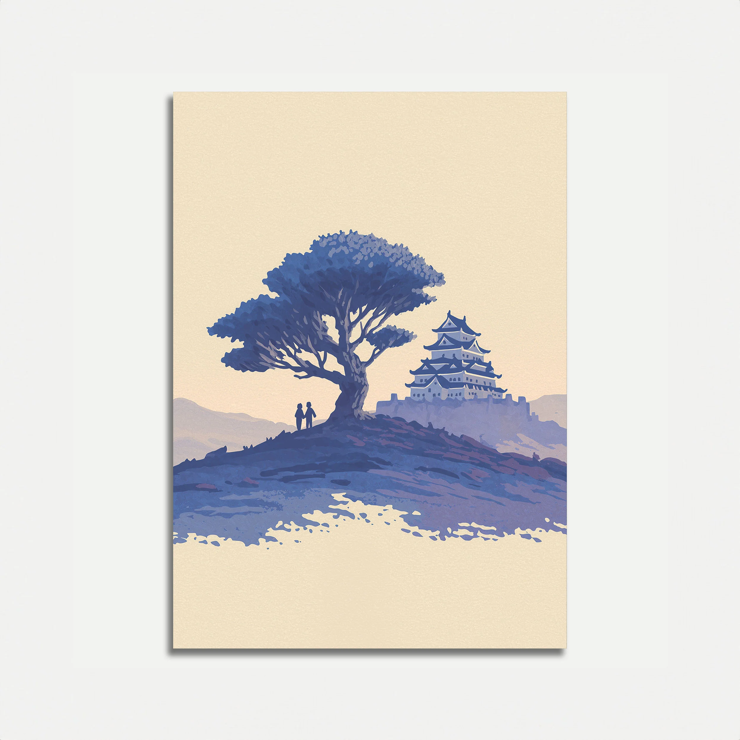 Ancient Tree and Asian Castle Poster