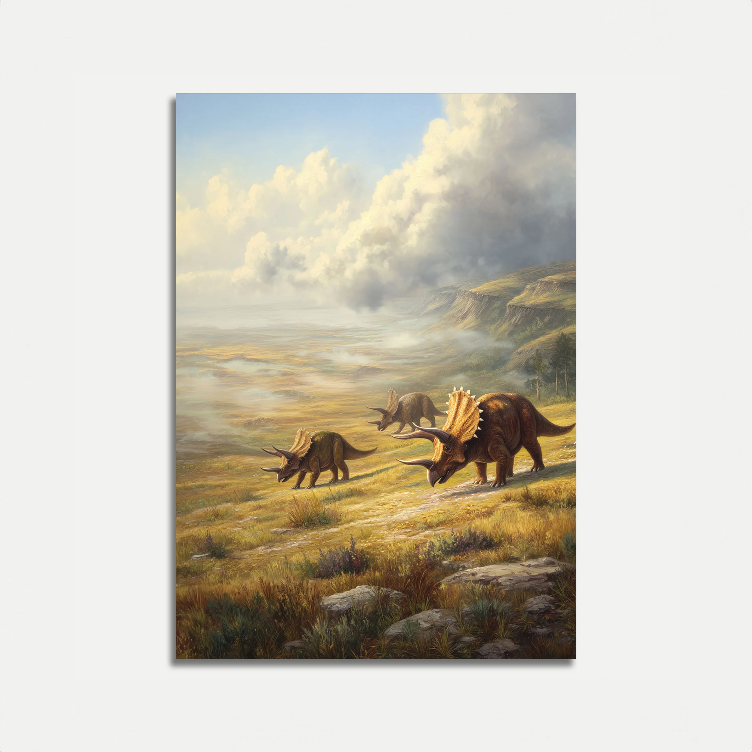 Ancient Triceratops Landscape Poster