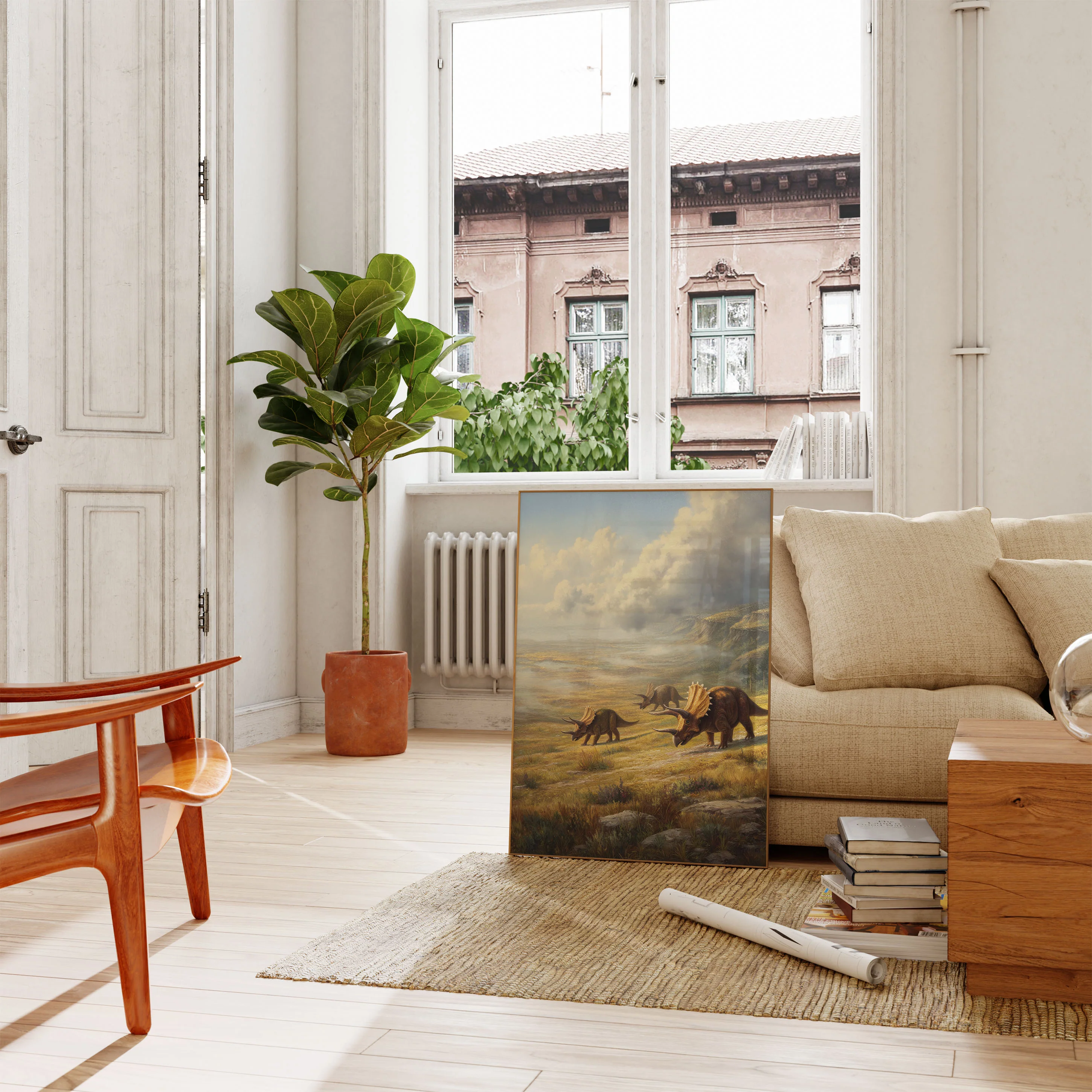 Ancient Triceratops Landscape Poster - Image 2