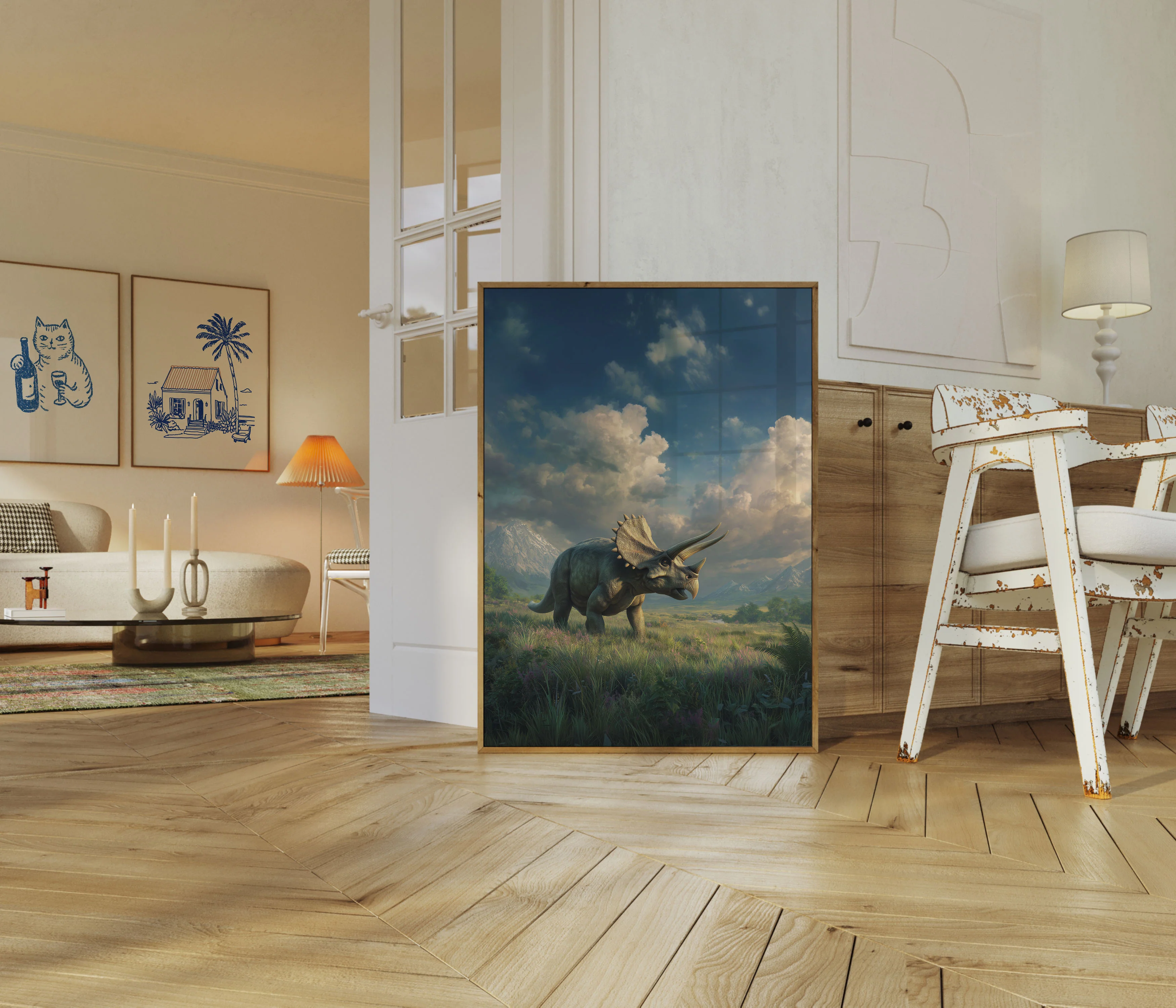 Ancient Triceratops Mountain Landscape Poster - Image 5