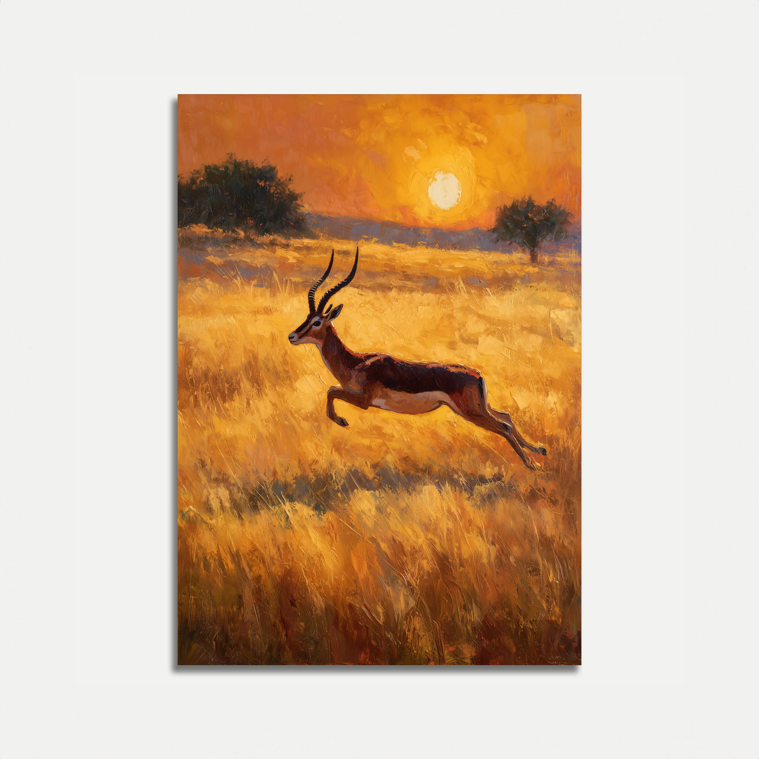 Antelope Leaping at Sunset Poster