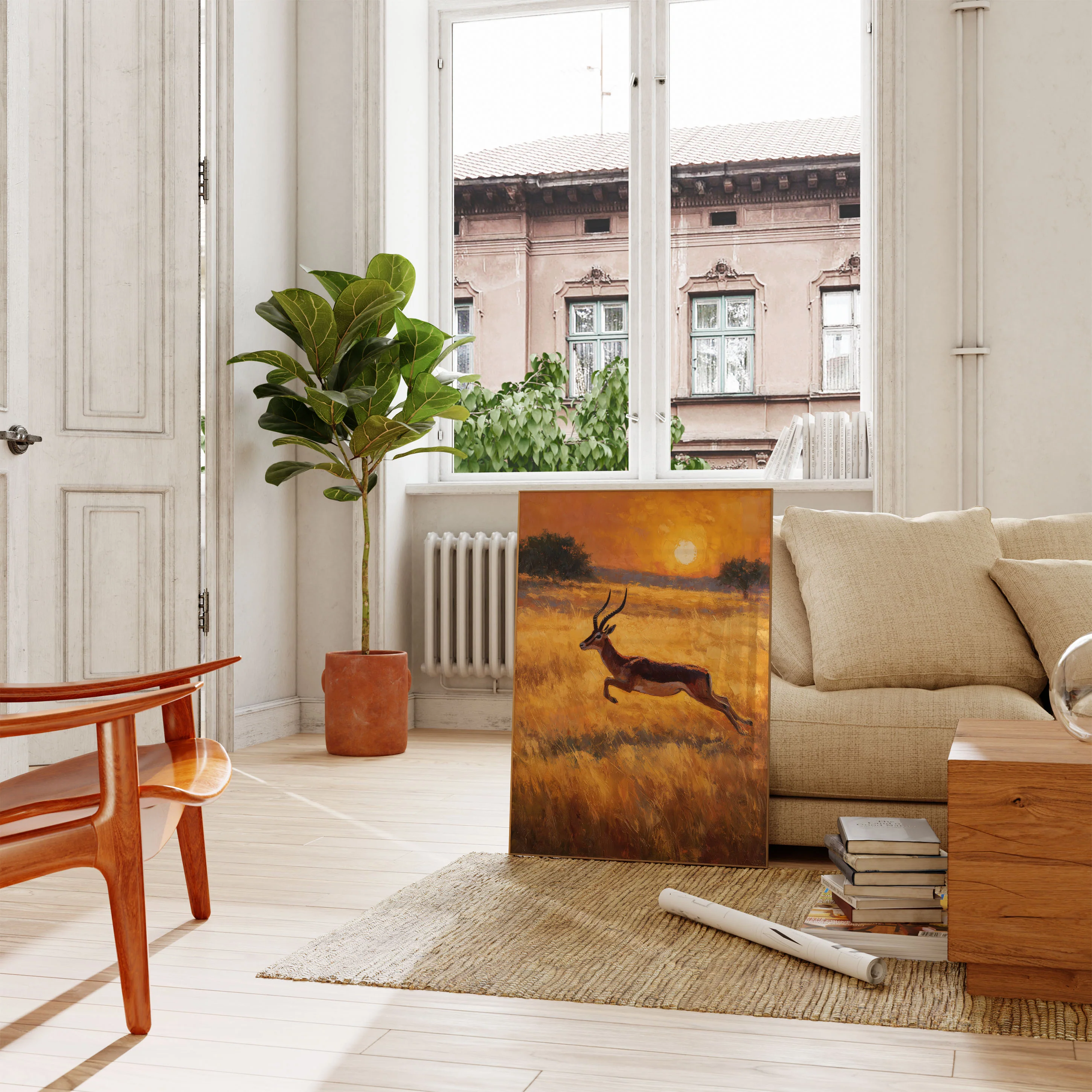 Antelope Leaping at Sunset Poster - Image 2