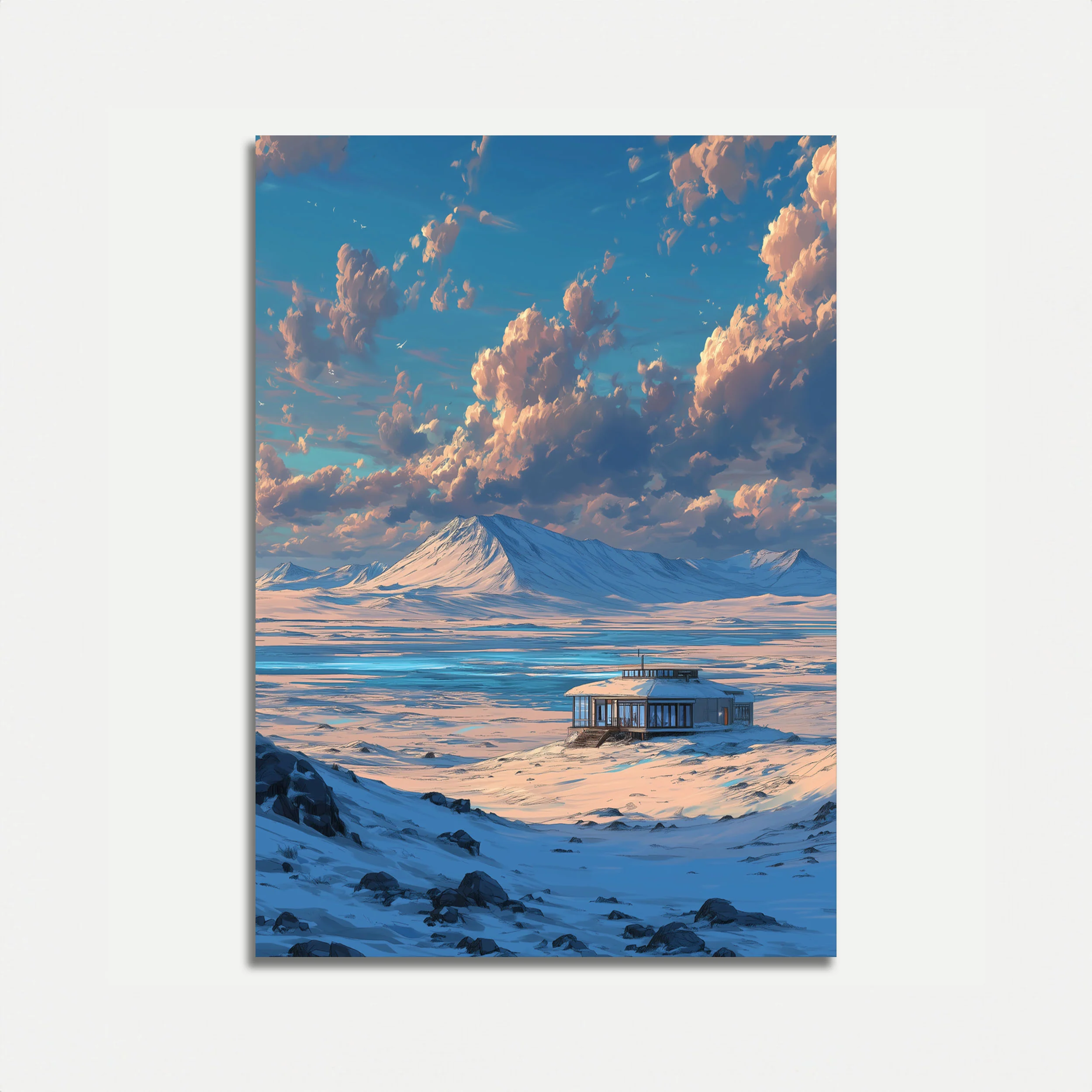 Arctic Cabin Mountain Landscape Poster