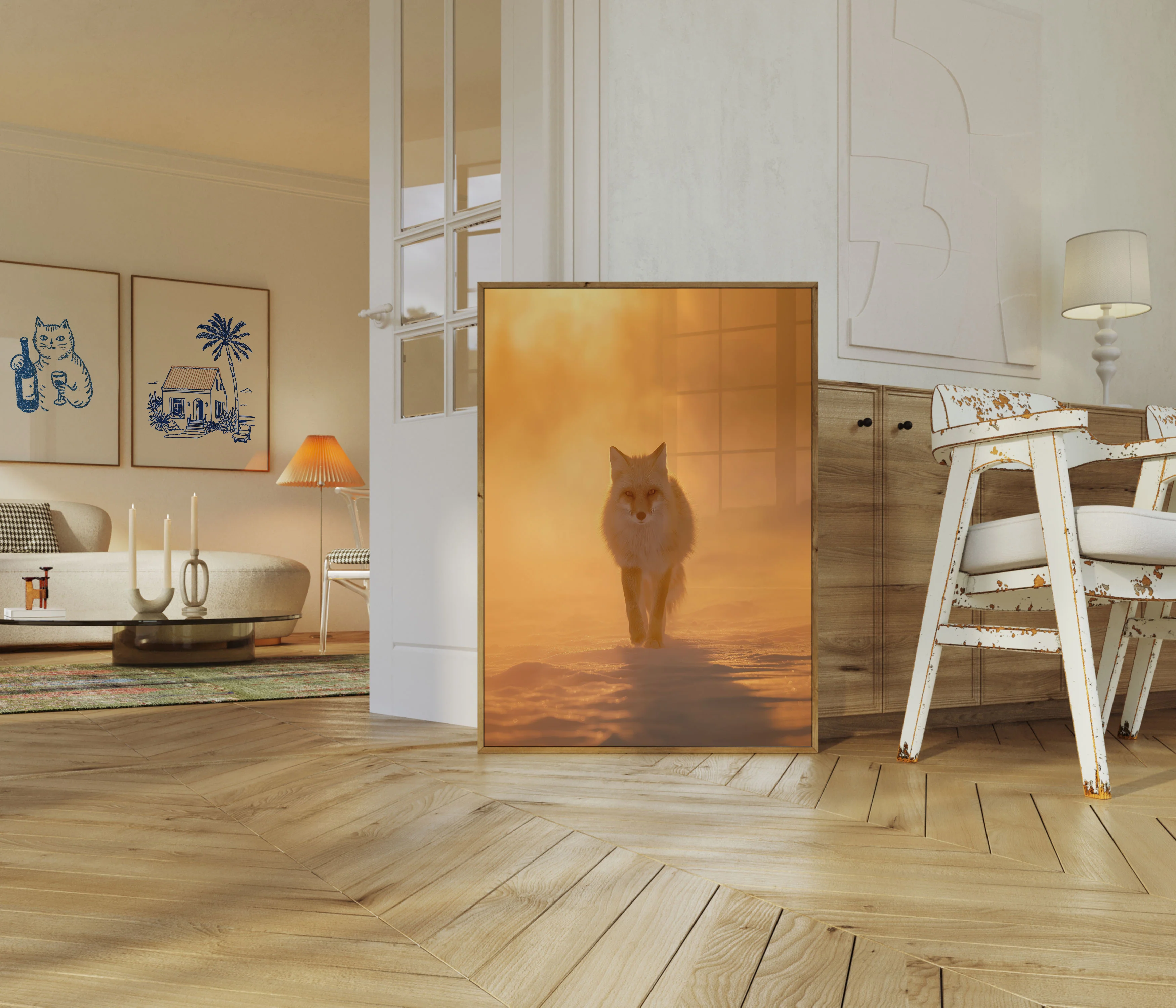 Arctic Fox in Golden Mist Poster - Image 5
