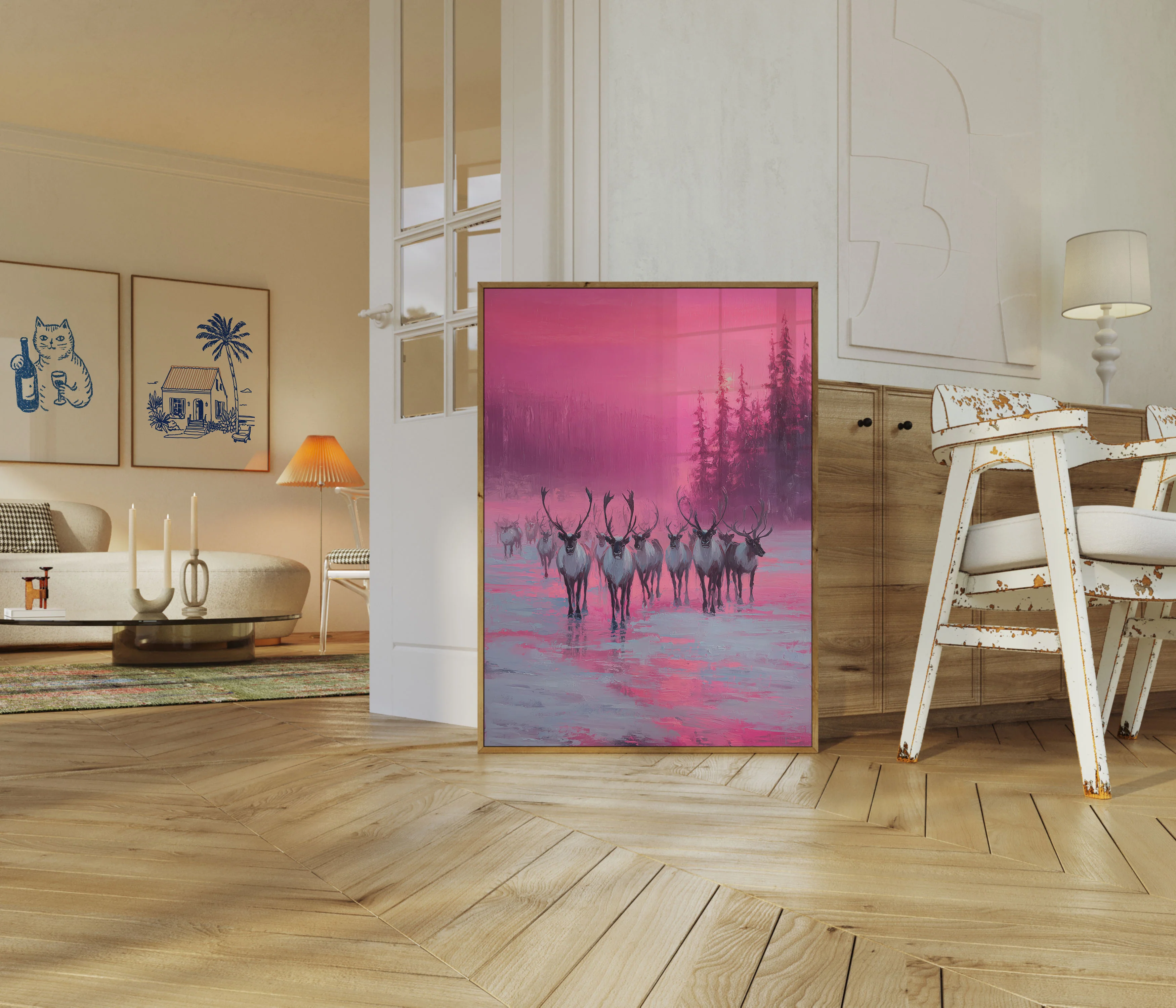Arctic Reindeer Herd Aurora Poster - Image 5