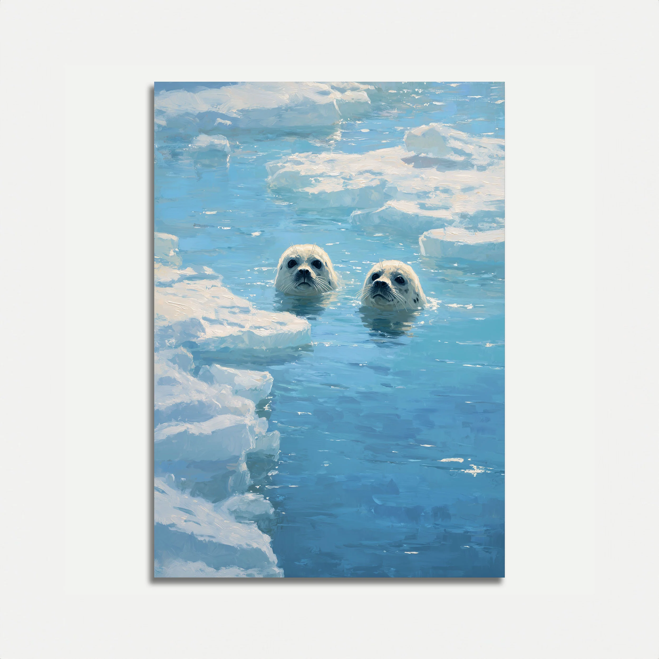 Arctic Seals in Icy Waters Poster