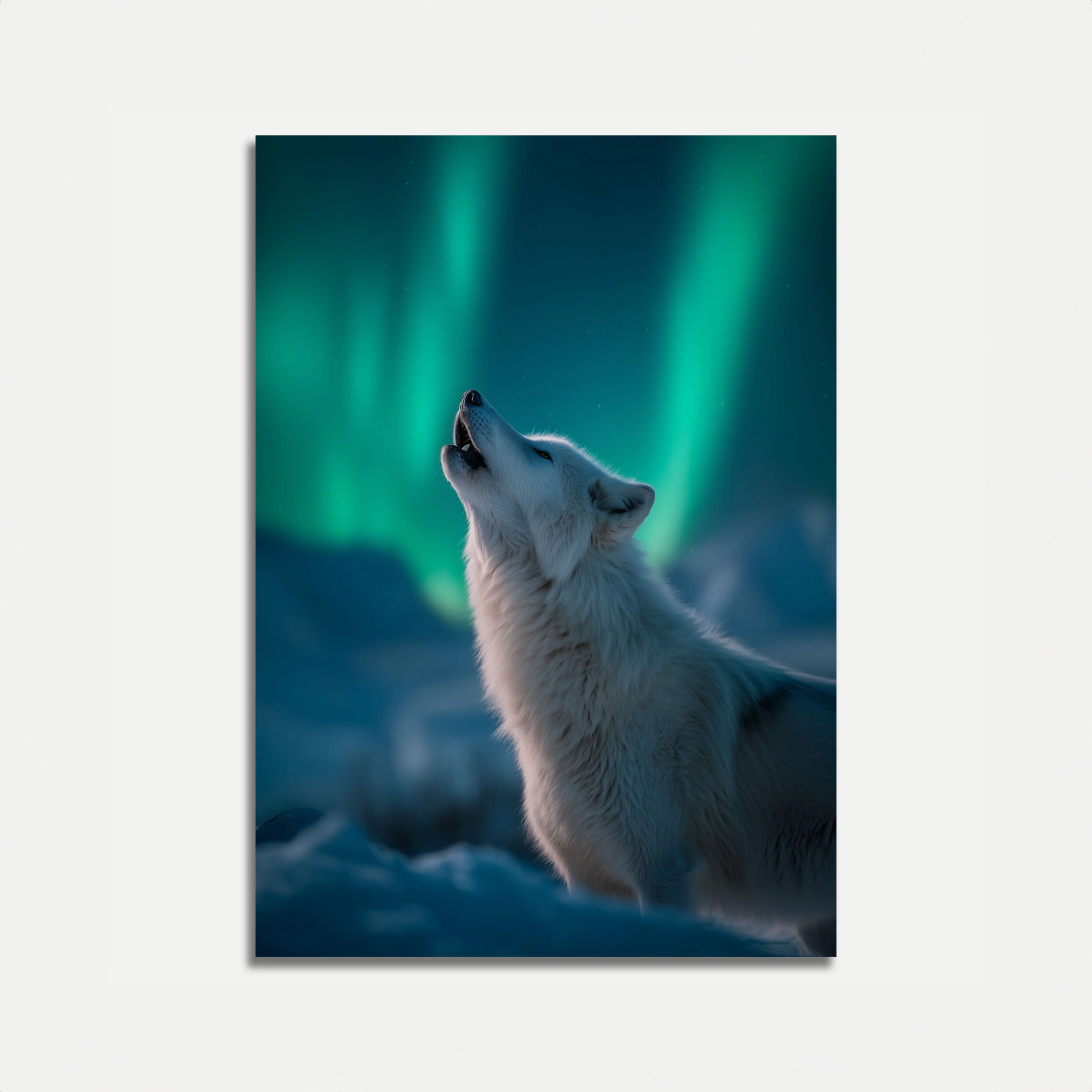 Arctic Wolf Northern Lights Poster