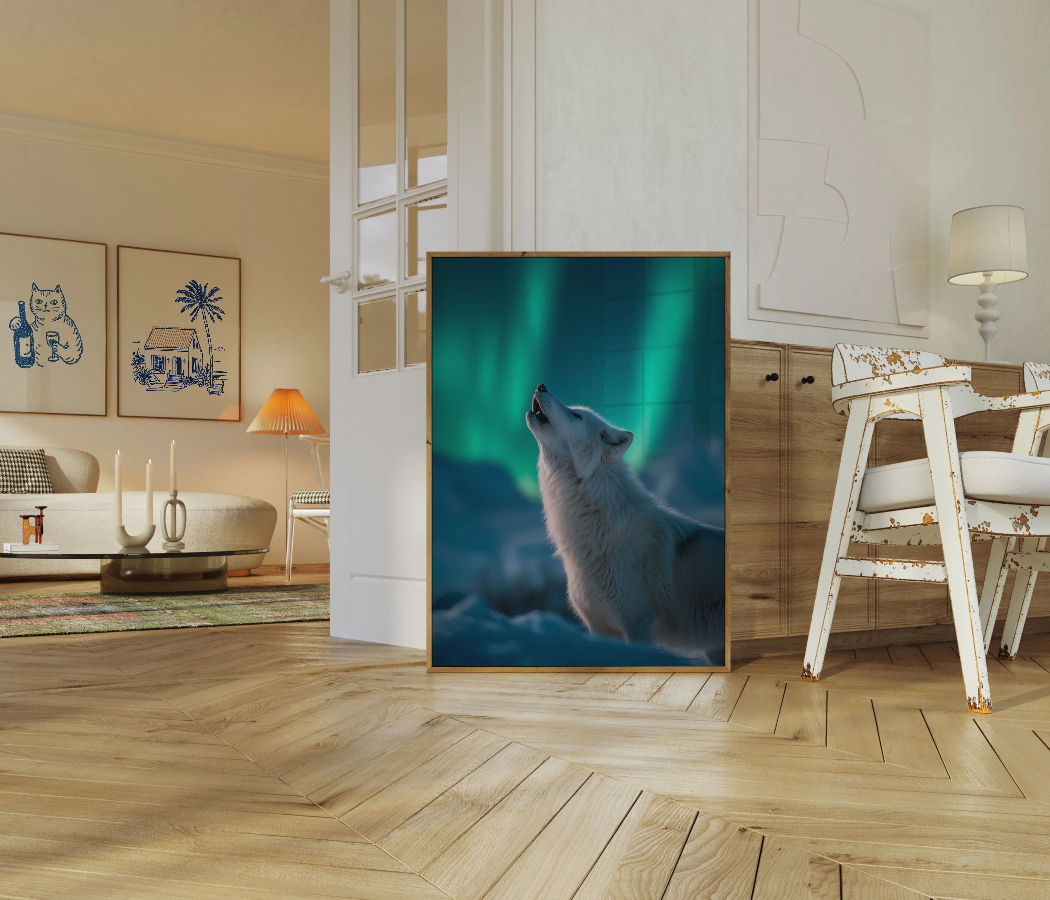 Arctic Wolf Northern Lights Poster - Image 5