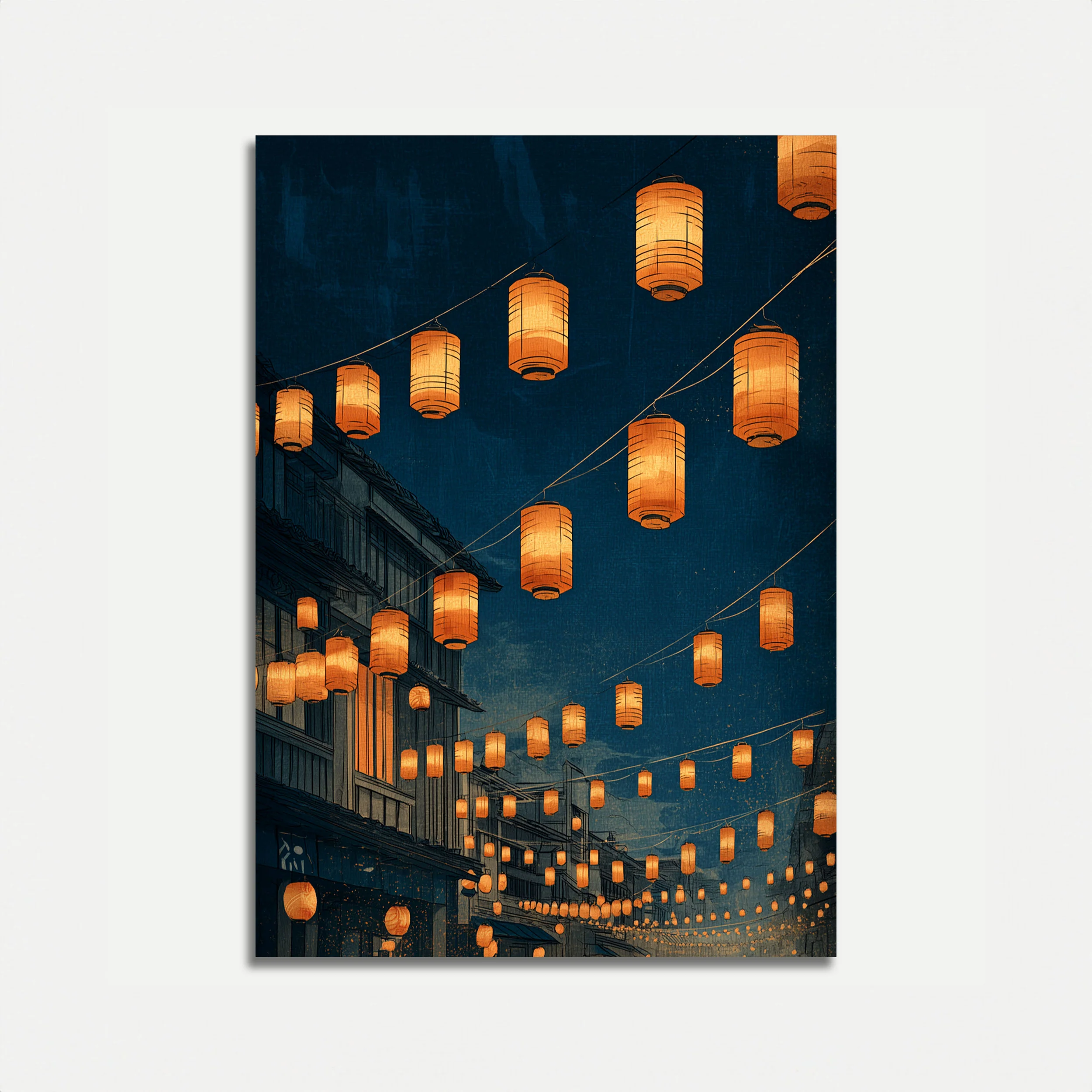Asian Lanterns Night Street Poster