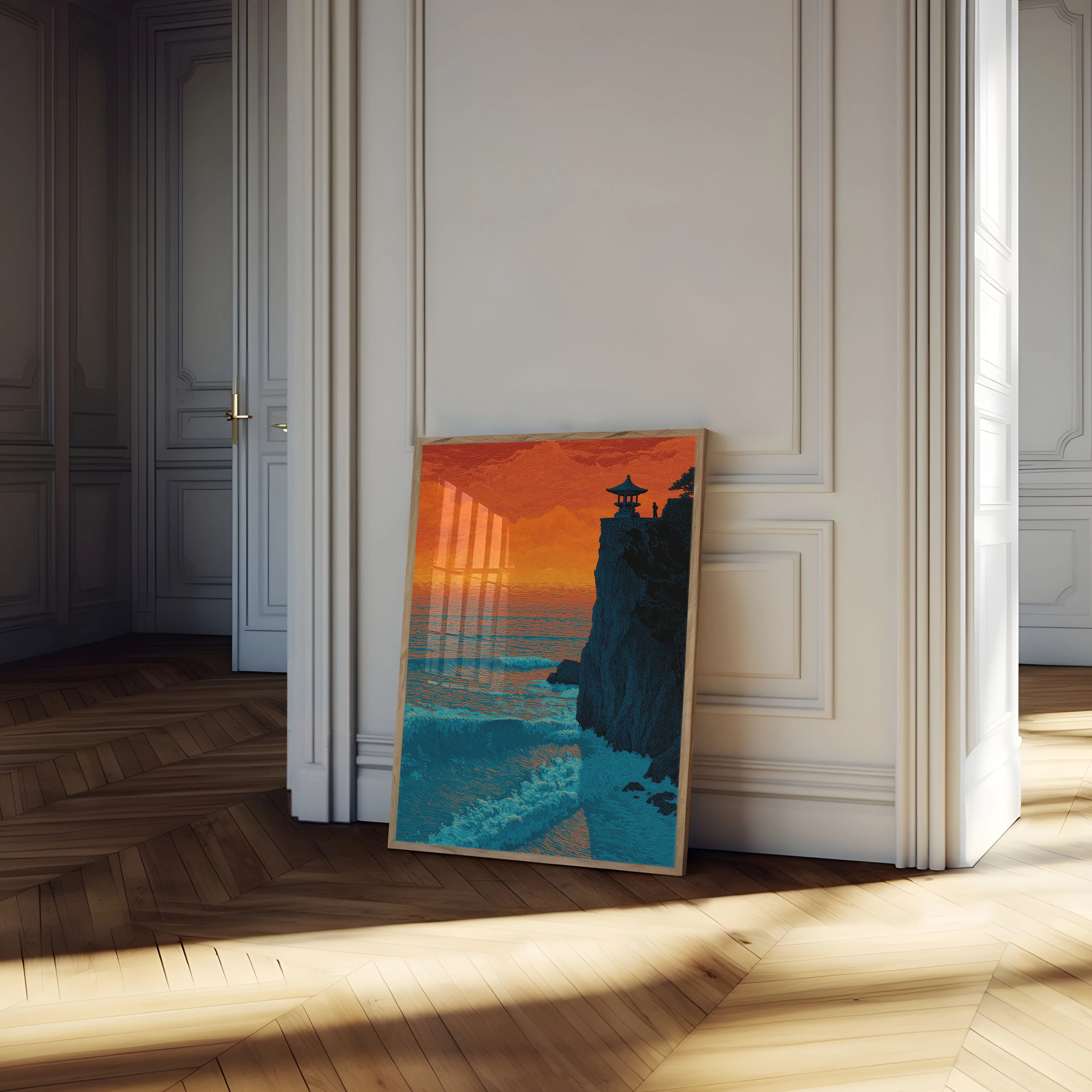 Asian Sunset Cliff Pagoda Poster - Image 4