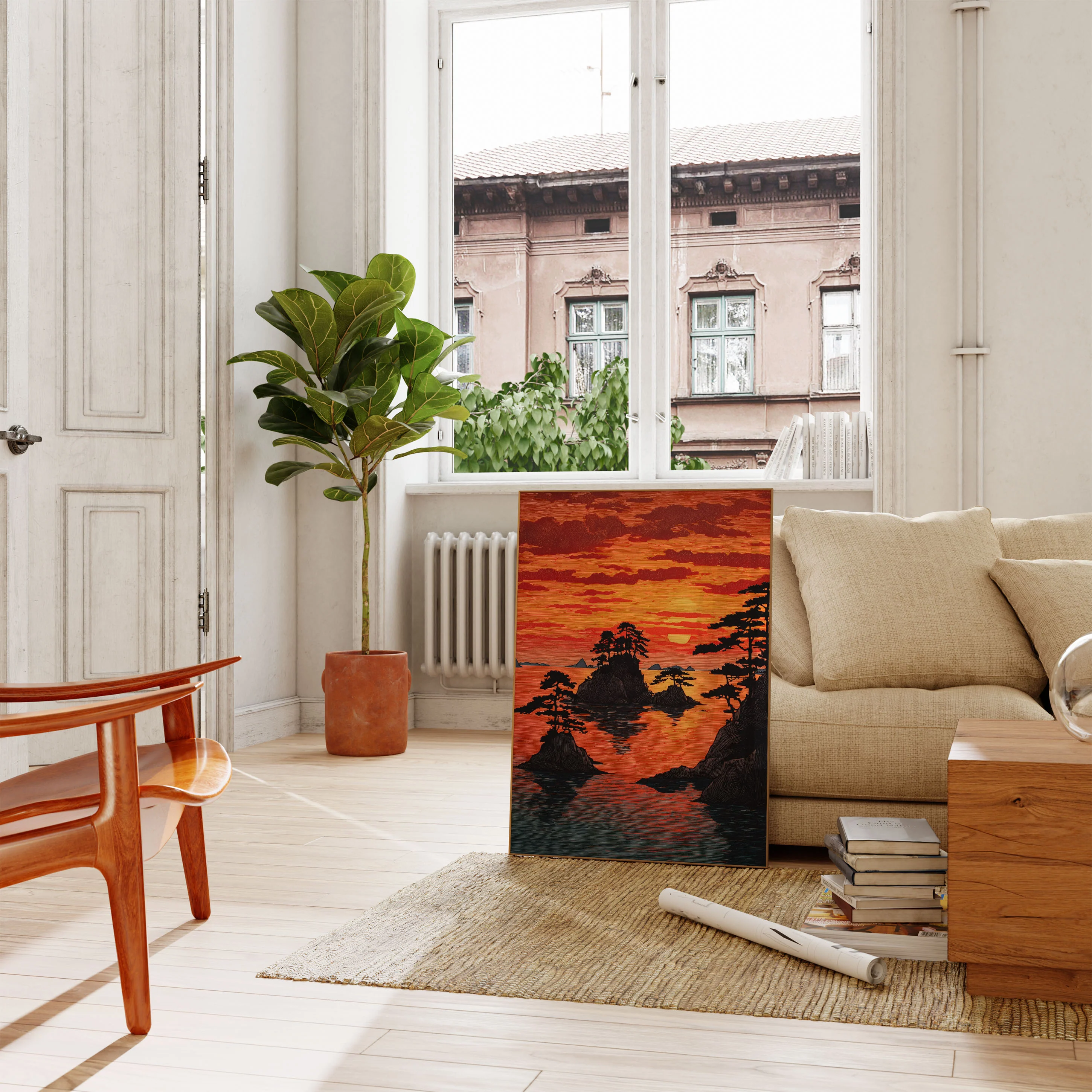 Asian Sunset Landscape Poster - Image 2