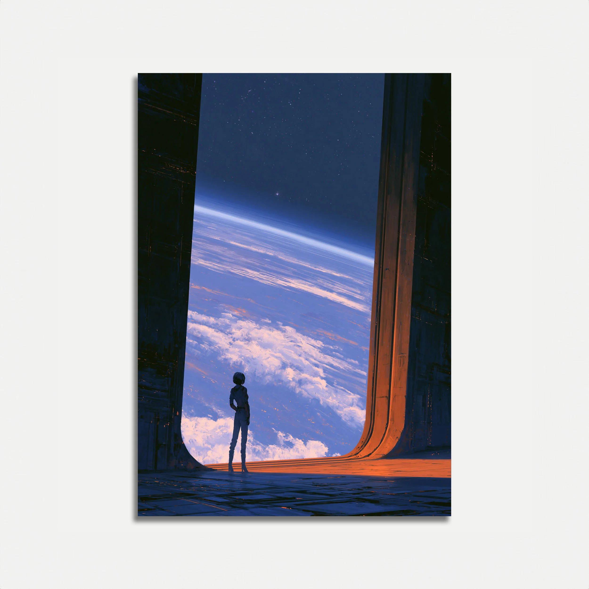 Astronaut Gazing at Earth Poster