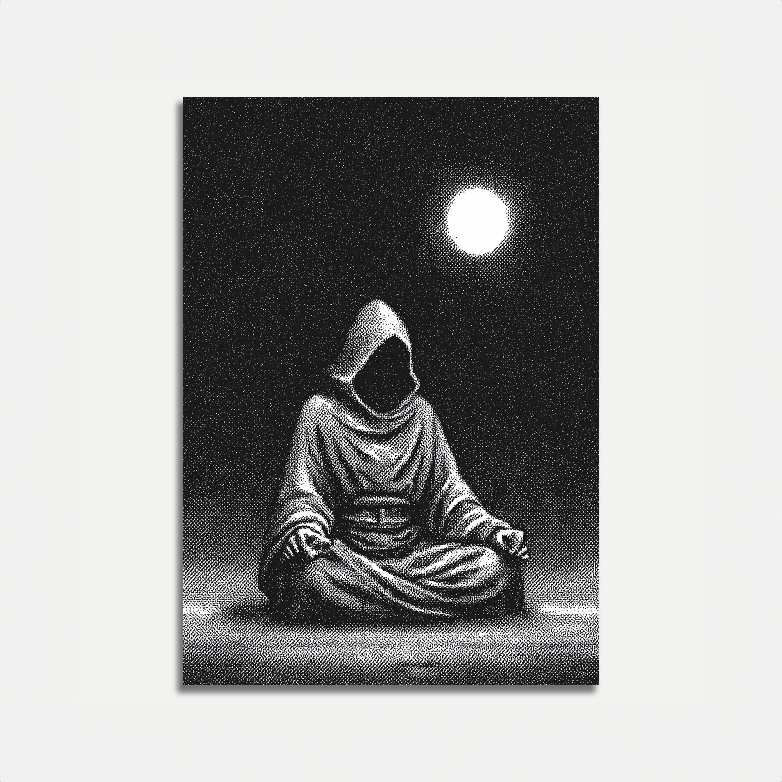Astronaut Meditating Under Moonlight Poster