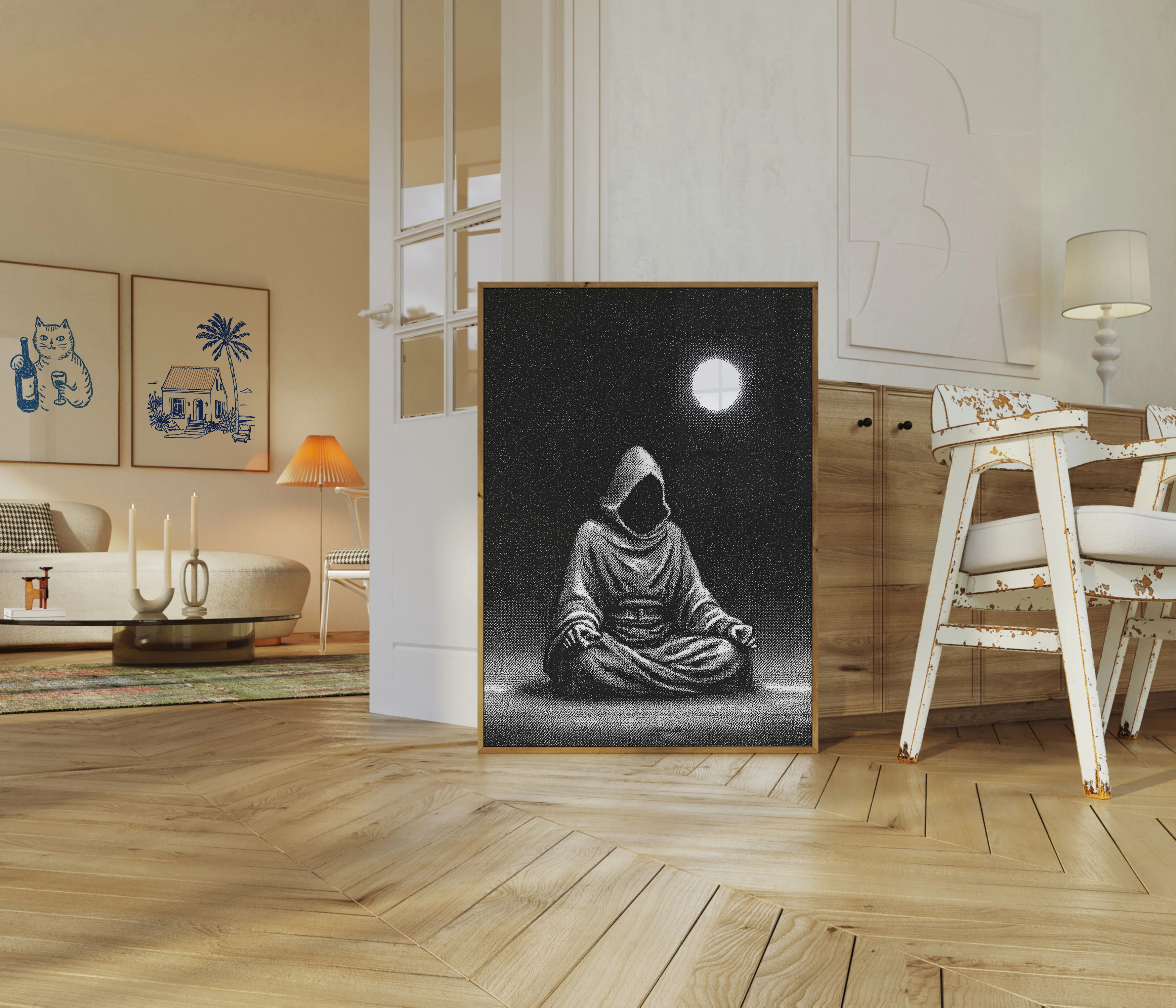 Astronaut Meditating Under Moonlight Poster - Image 5