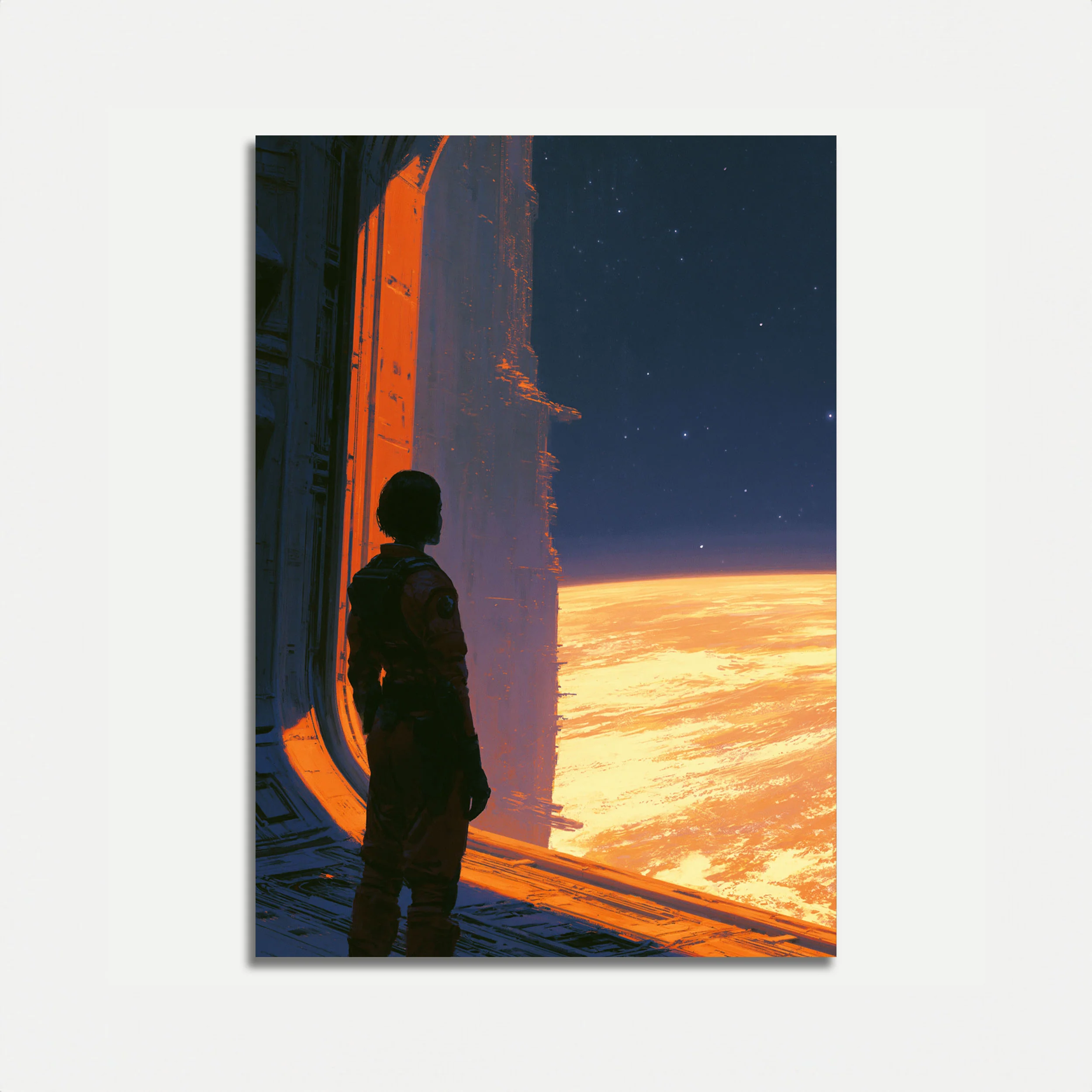 Astronaut Overlooking Earth Poster