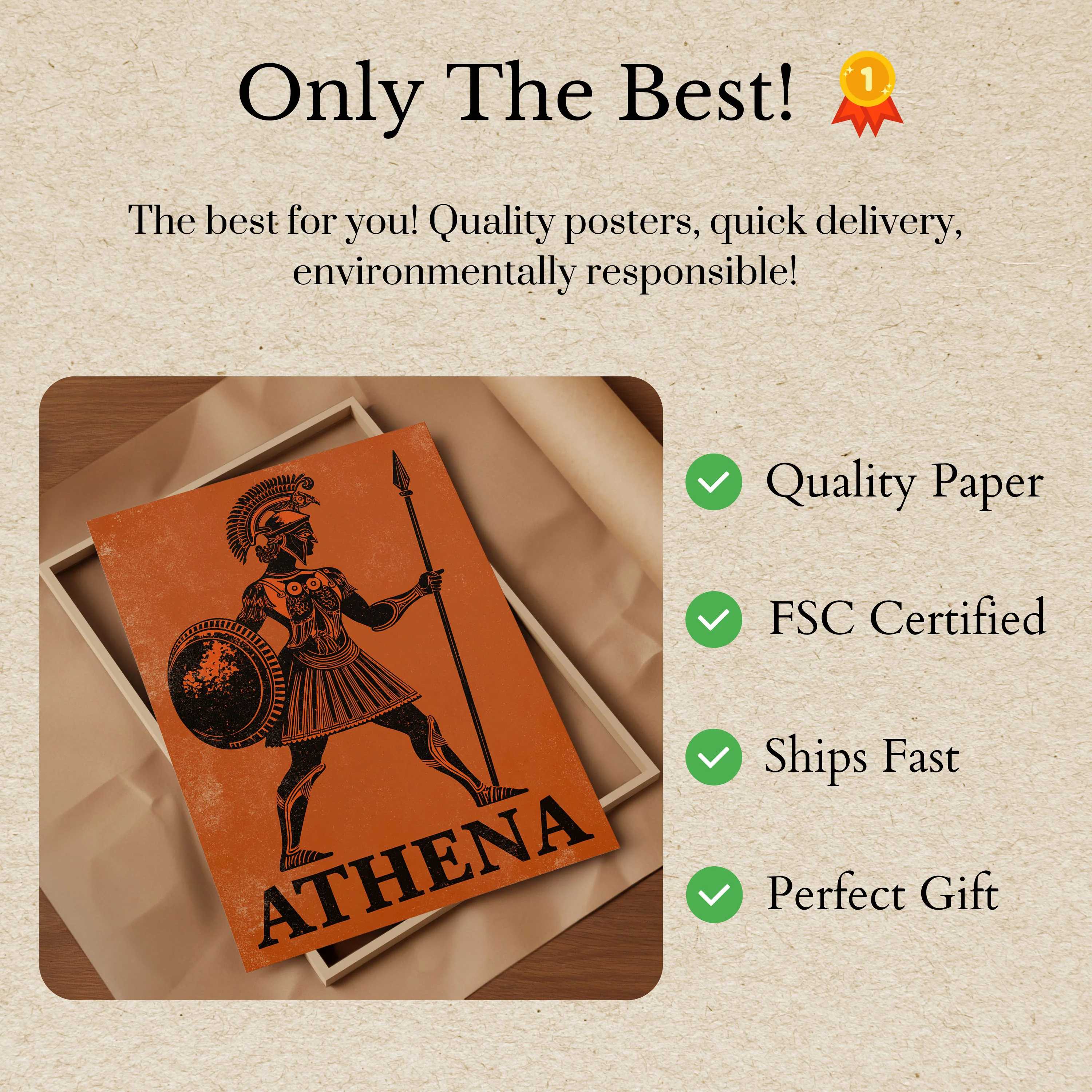 Athena Greek Goddess Warrior Poster - Image 3