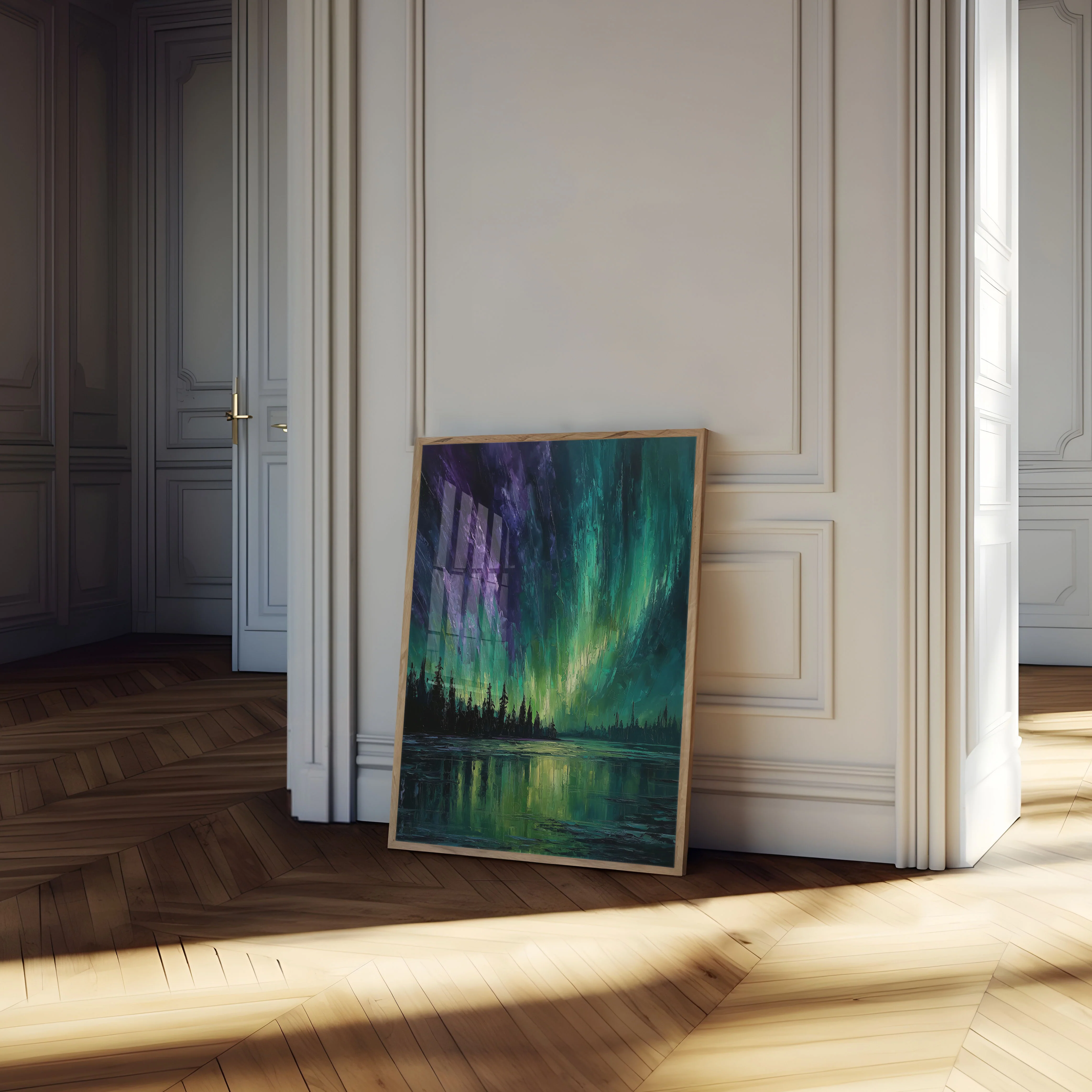 Aurora Borealis Forest Reflection Poster - Image 4