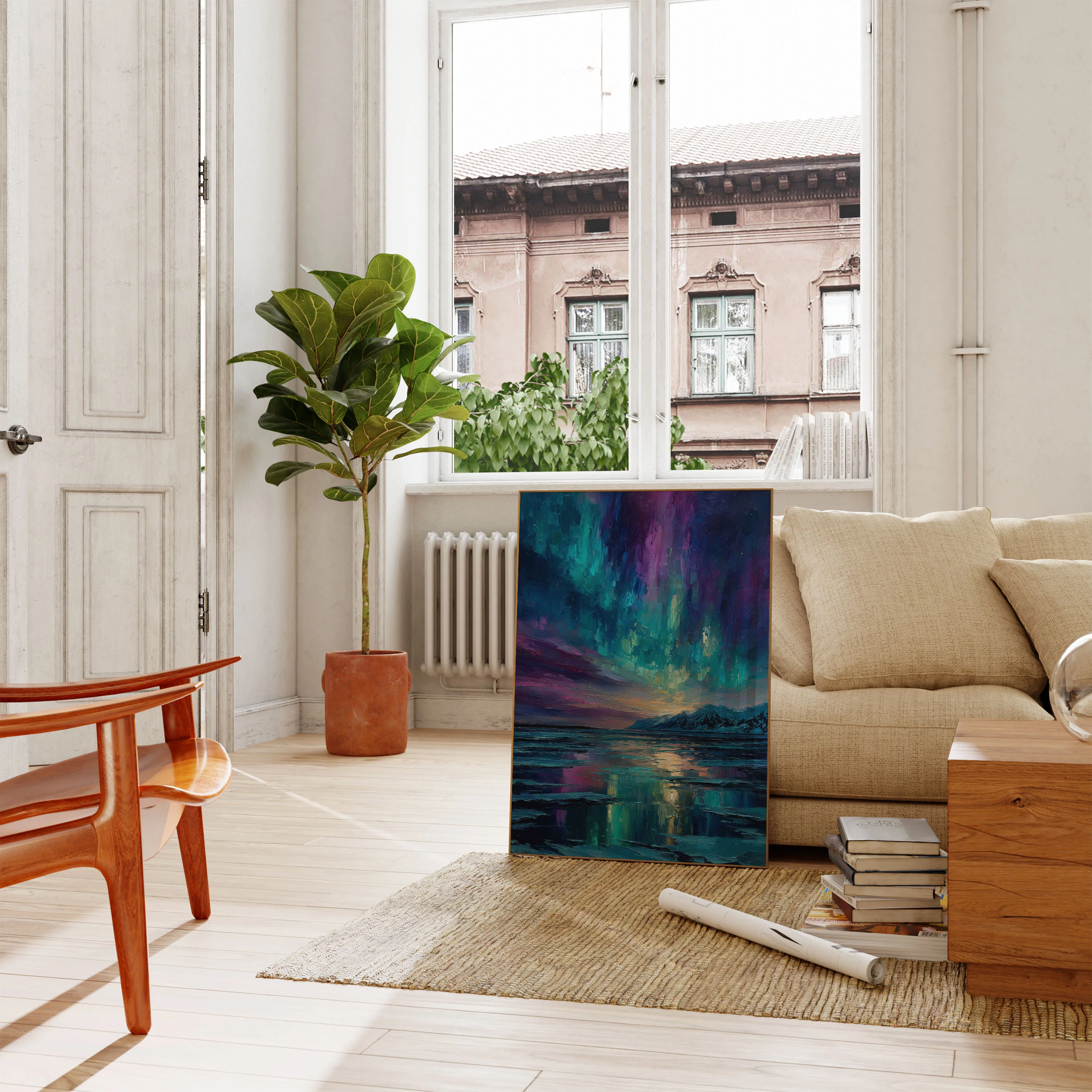 Aurora Borealis Mountain Landscape Poster - Image 2